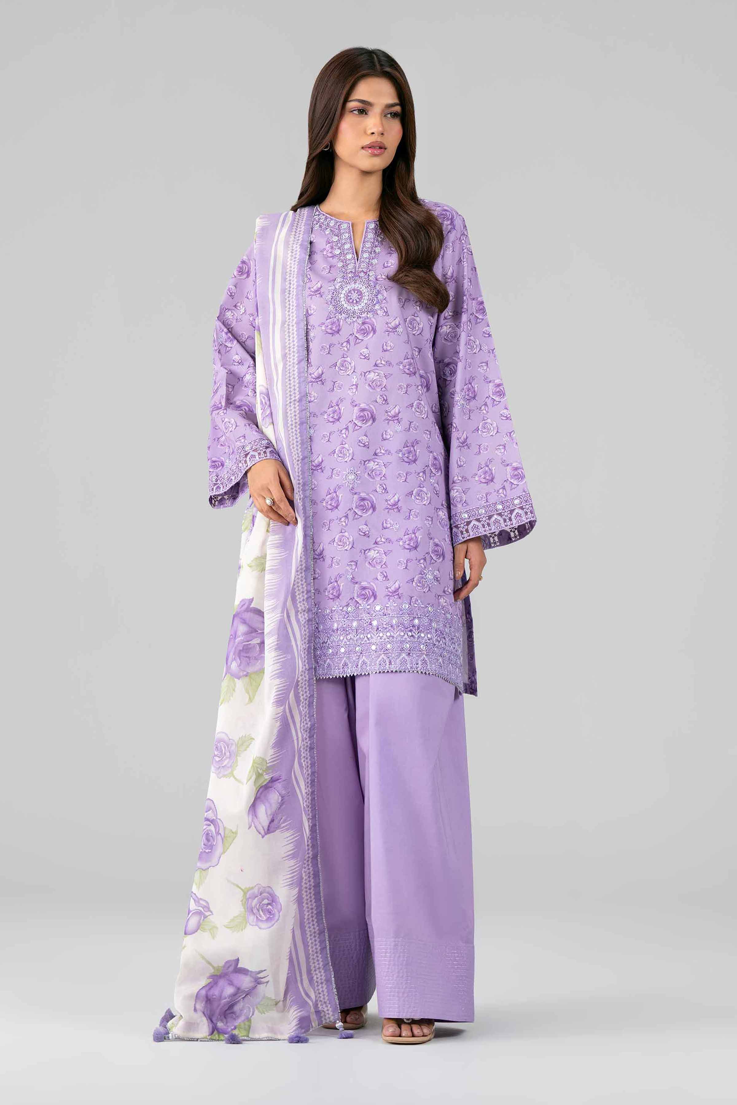 3 Piece - Printed Embroidered Suit - 42601787 - (Shoot Issue)  Lawn 3PC Embroidered