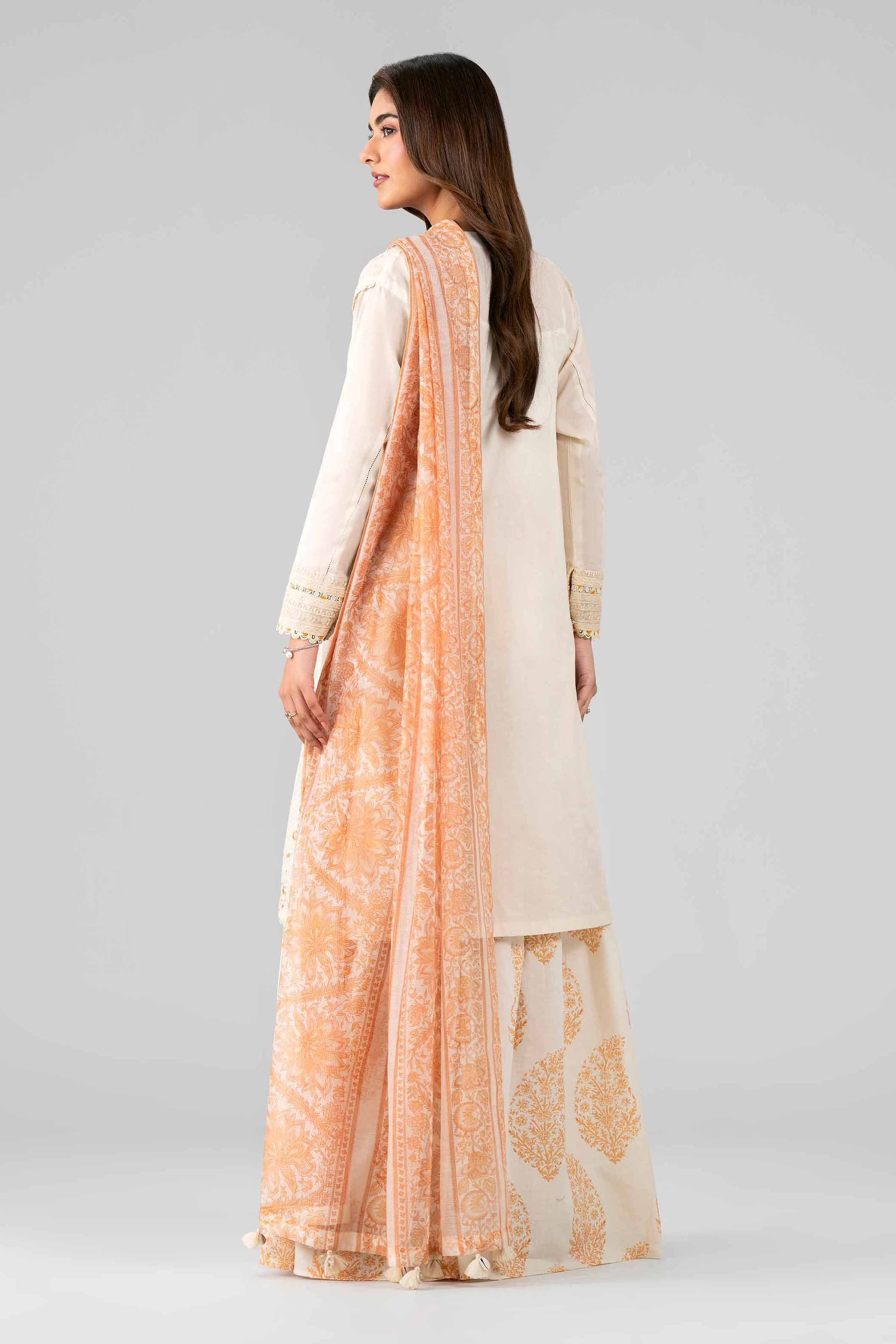 3 Piece - Printed Embroidered Suit - 42601789 Beige Lawn 3PC Embroidered