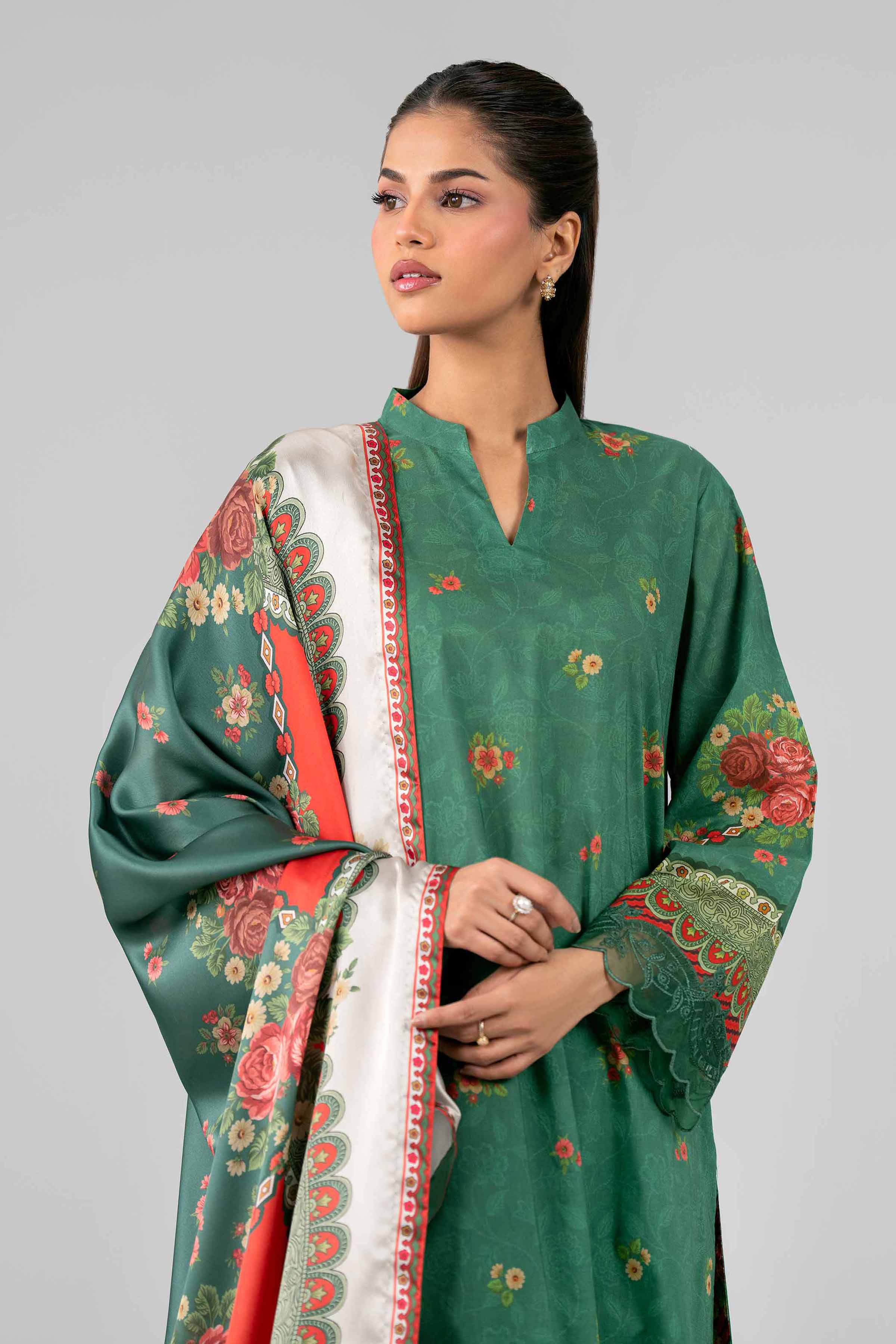 3 Piece - Digital Printed Embroidered Suit - 42601794 Green Lawn 3PC Embroidered