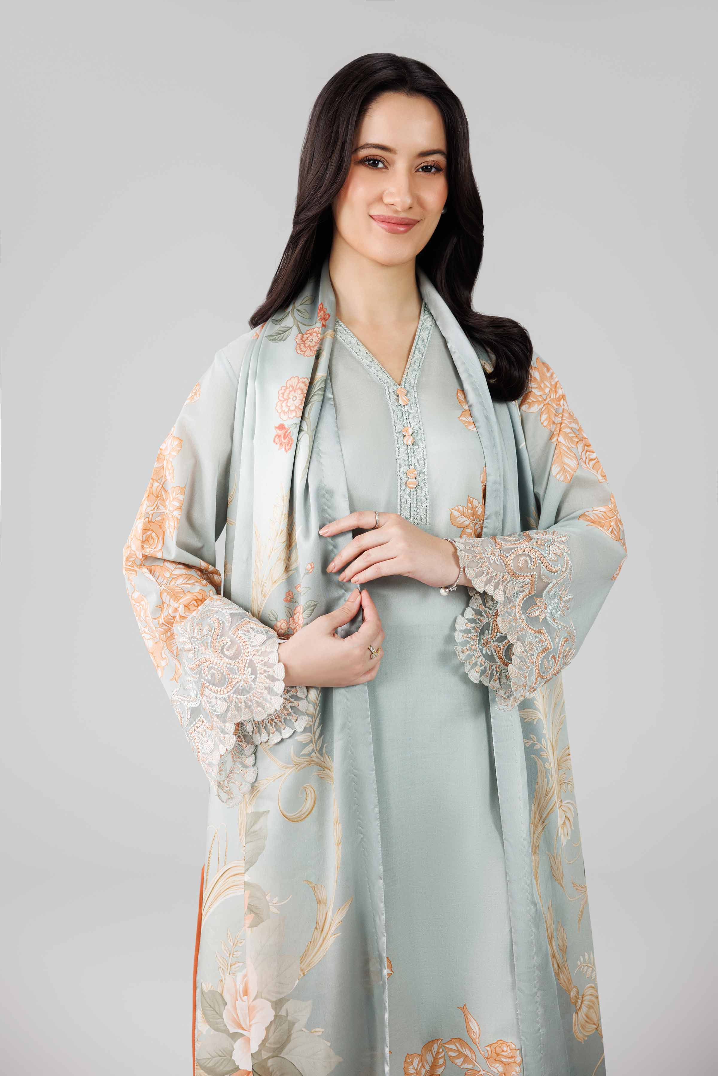 3 Piece - Digital Printed Embroidered Suit - 42601795 Grey Lawn 3PC Embroidered