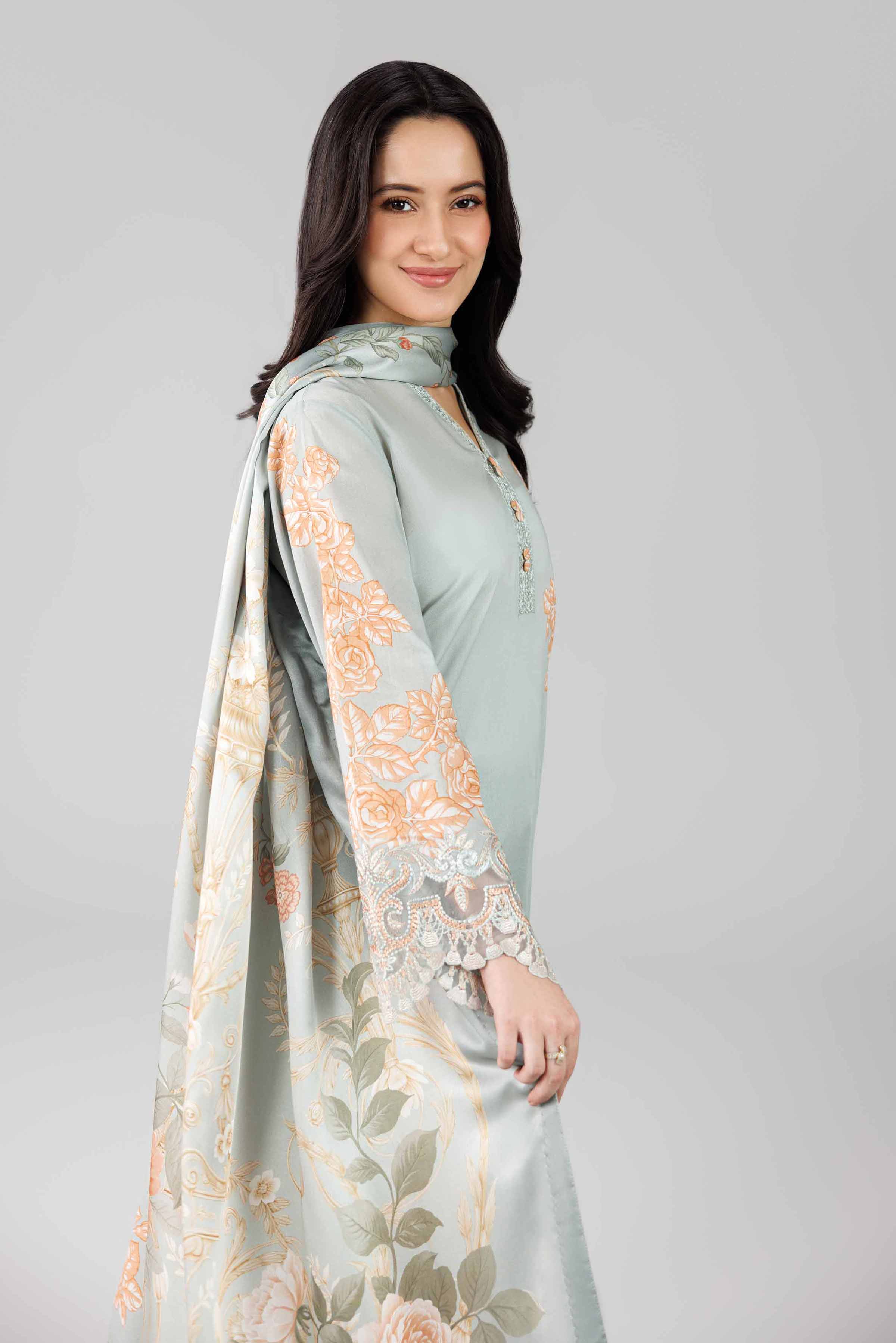 3 Piece - Digital Printed Embroidered Suit - 42601795 Grey Lawn 3PC Embroidered