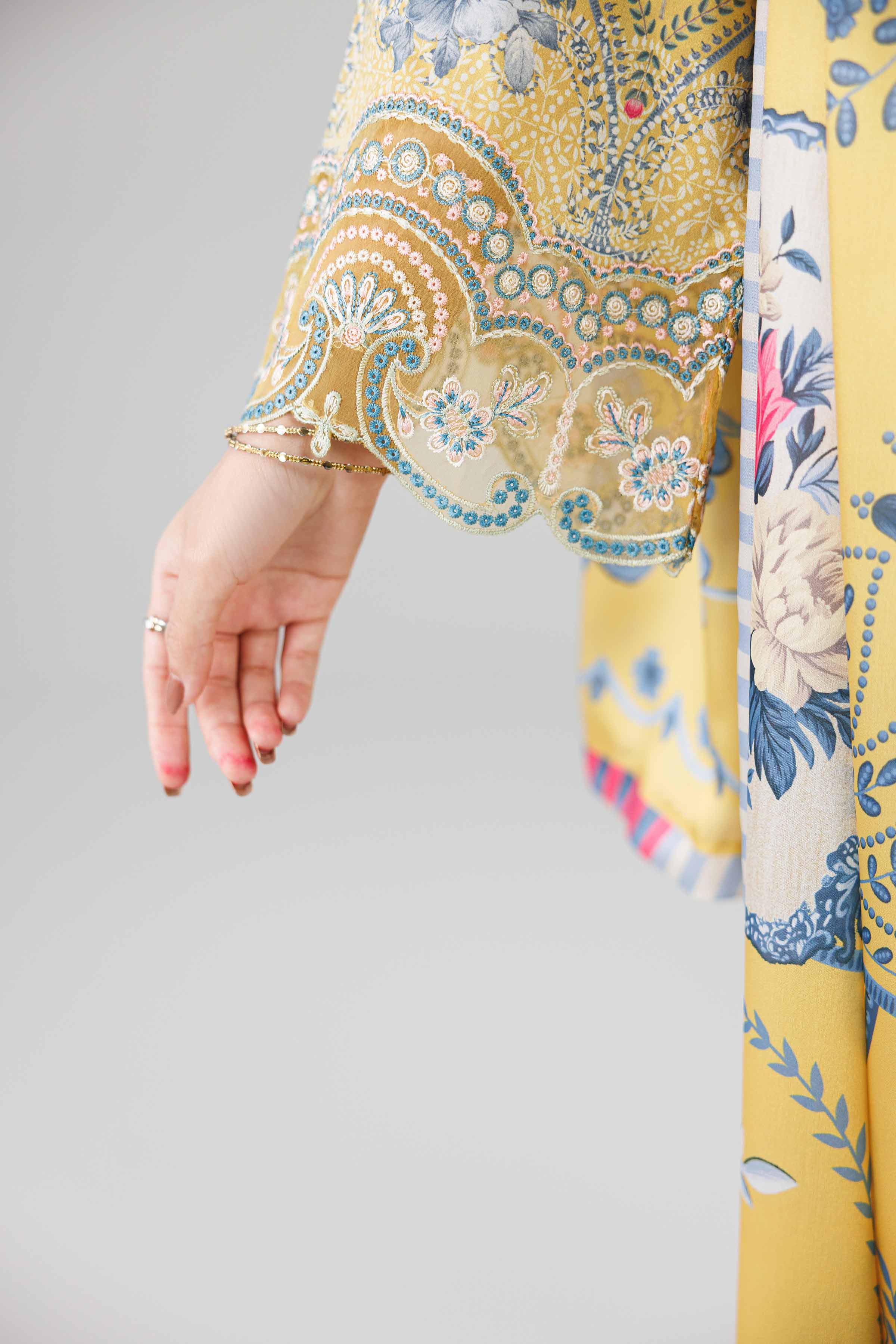 3 Piece - Digital Printed Embroidered Suit - 42601796 Yellow Lawn 3PC Embroidered