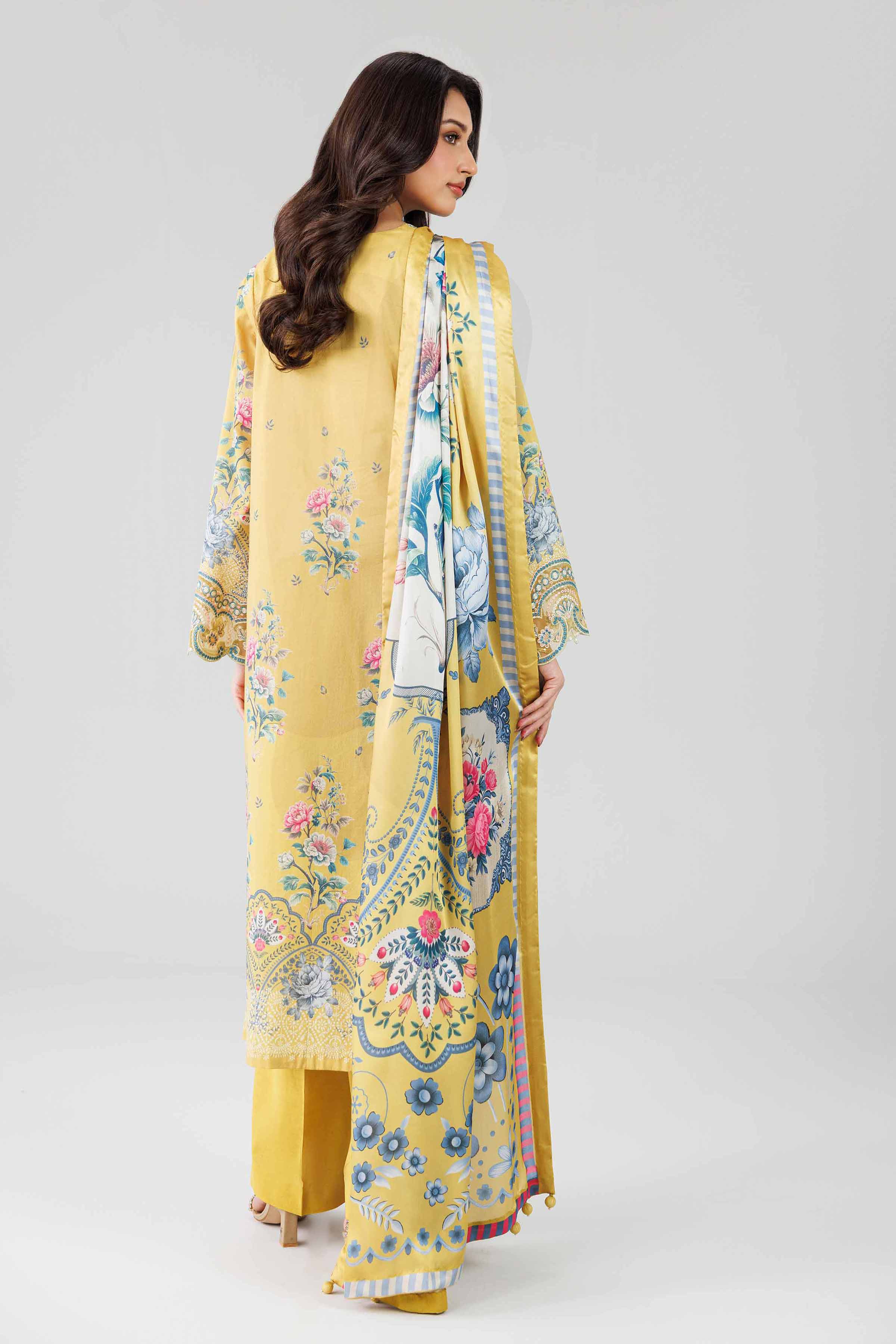 3 Piece - Digital Printed Embroidered Suit - 42601796 Yellow Lawn 3PC Embroidered
