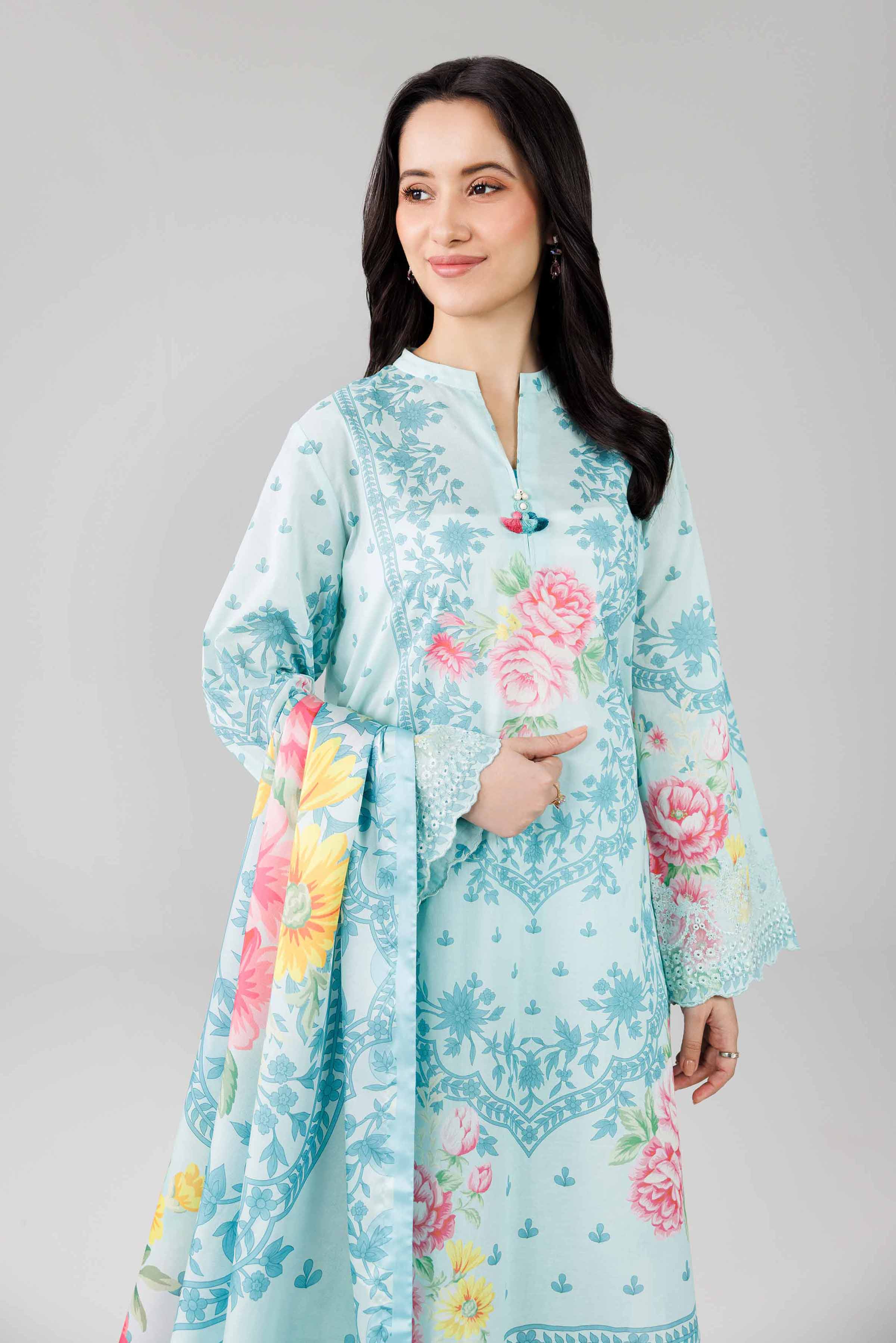 3 Piece - Digital Printed Embroidered Suit - 42601799 Green Lawn 3PC Embroidered