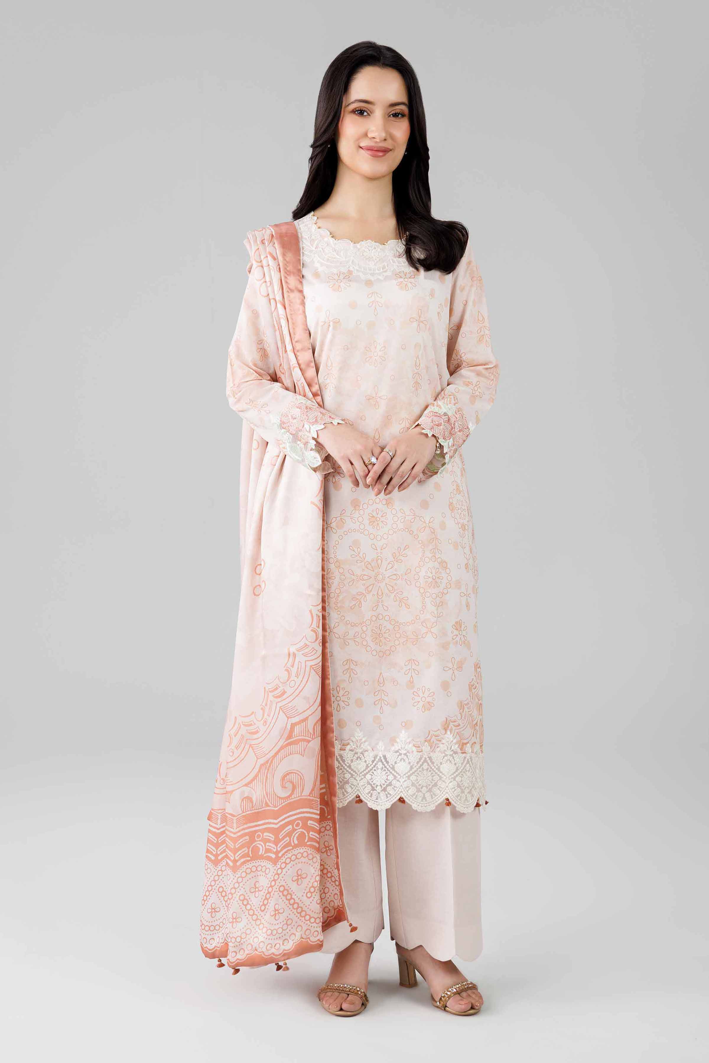 3 Piece - Digital Printed Embroidered Suit - 42601800 Pink Lawn 3PC Embroidered