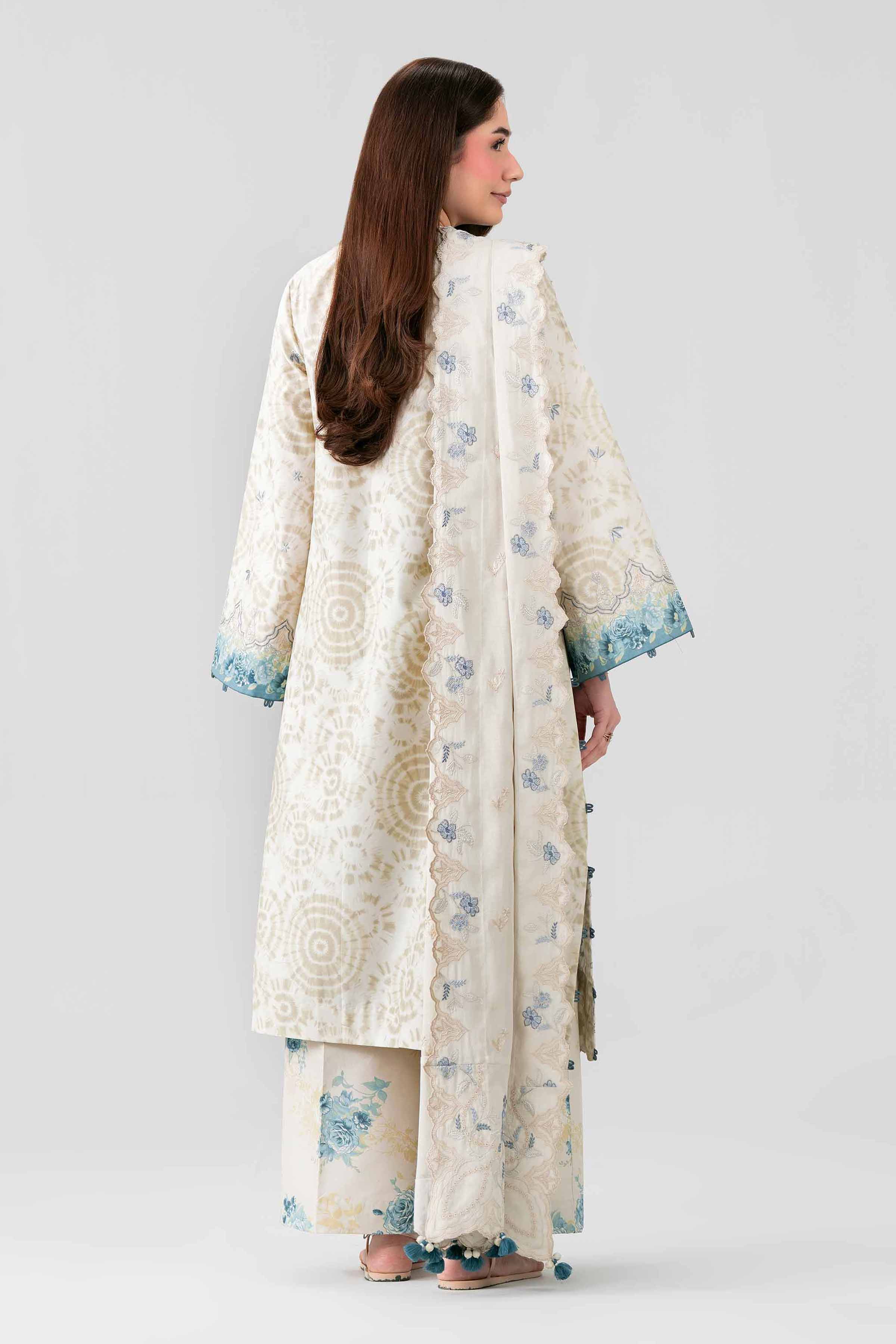 3 Piece - Printed Embroidered Suit - 42601807 Beige Lawn 3PC Embroidered