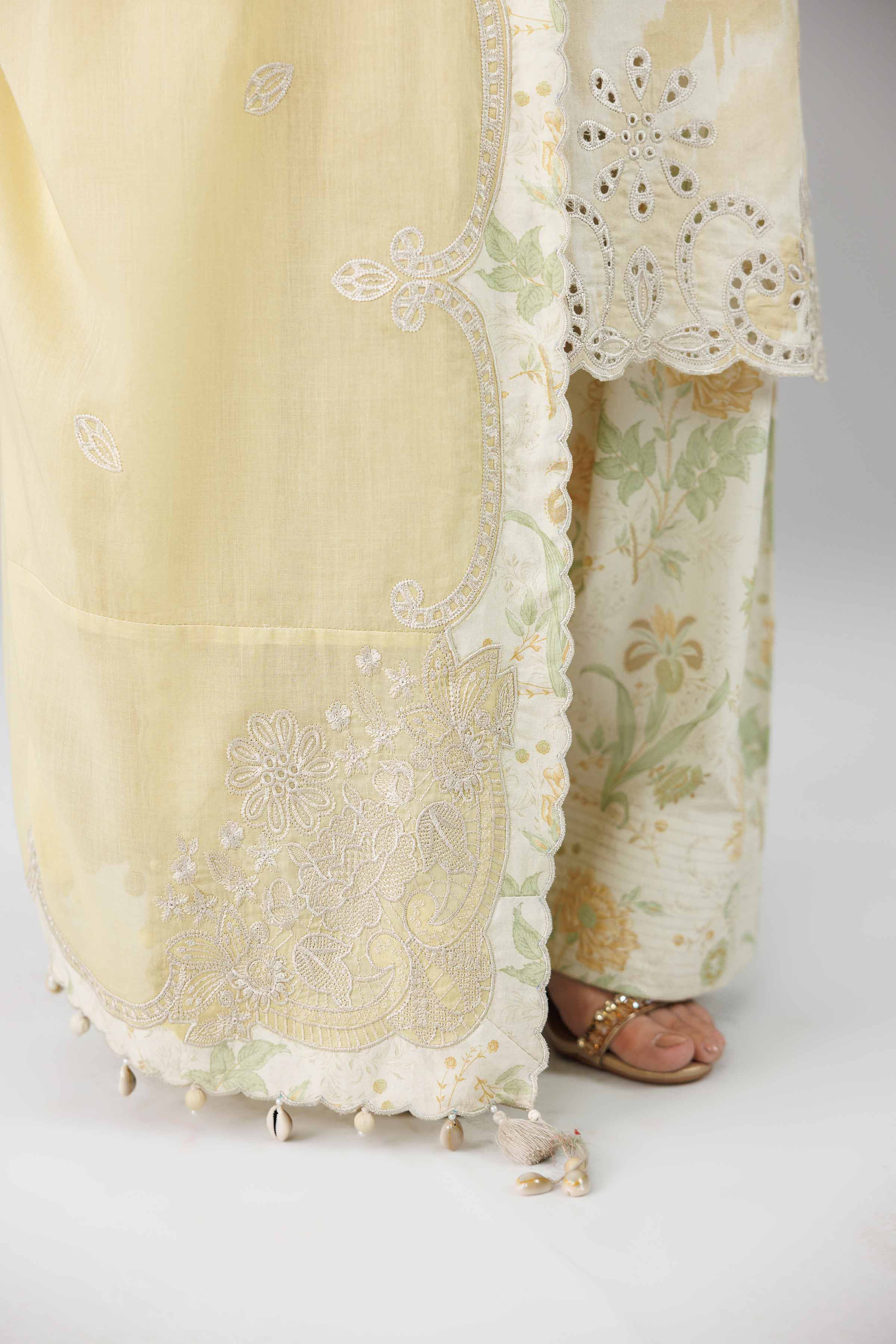 3 Piece - Printed Embroidered Suit - 42601809 Yellow Lawn 3PC Embroidered