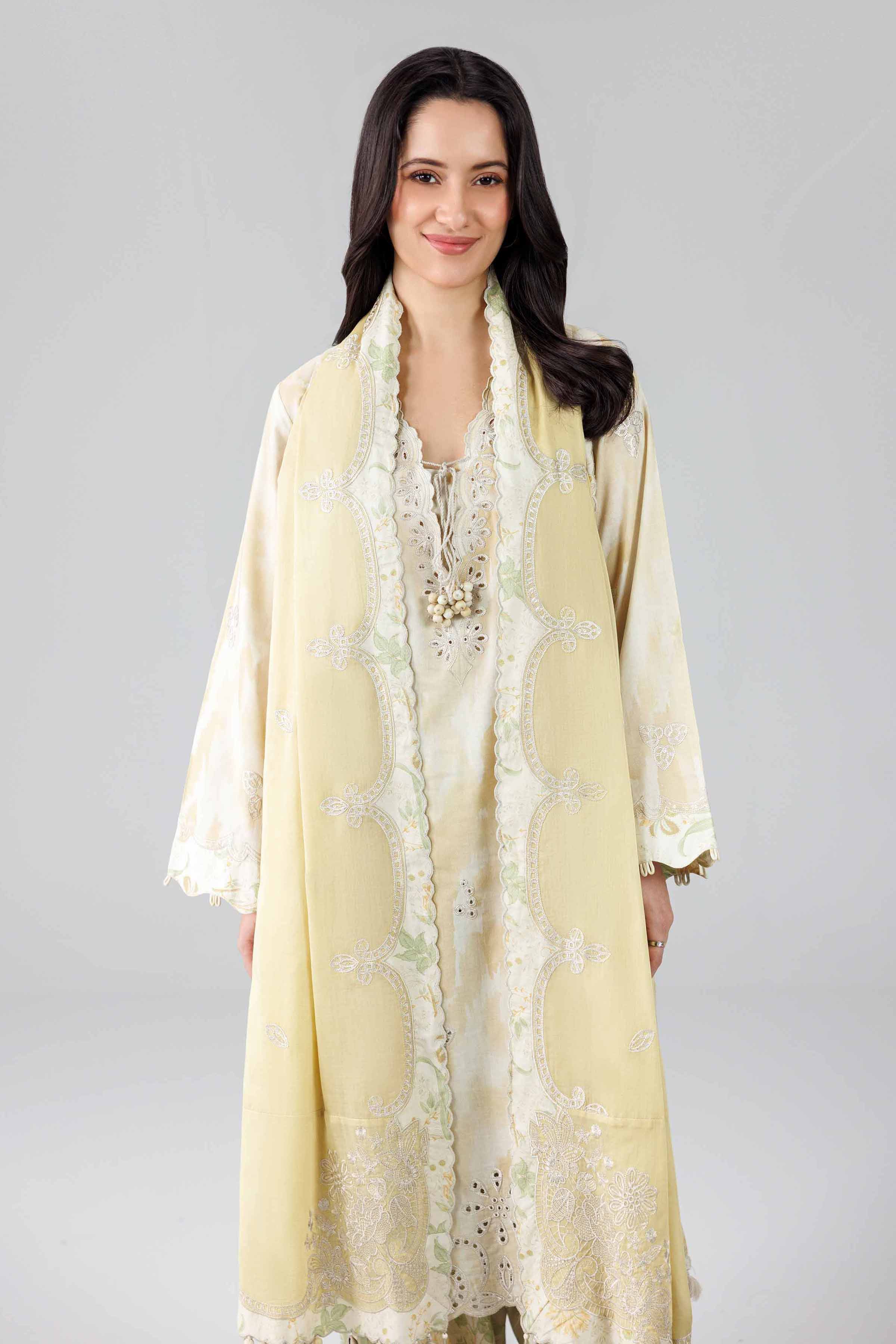 3 Piece - Printed Embroidered Suit - 42601809 Yellow Lawn 3PC Embroidered