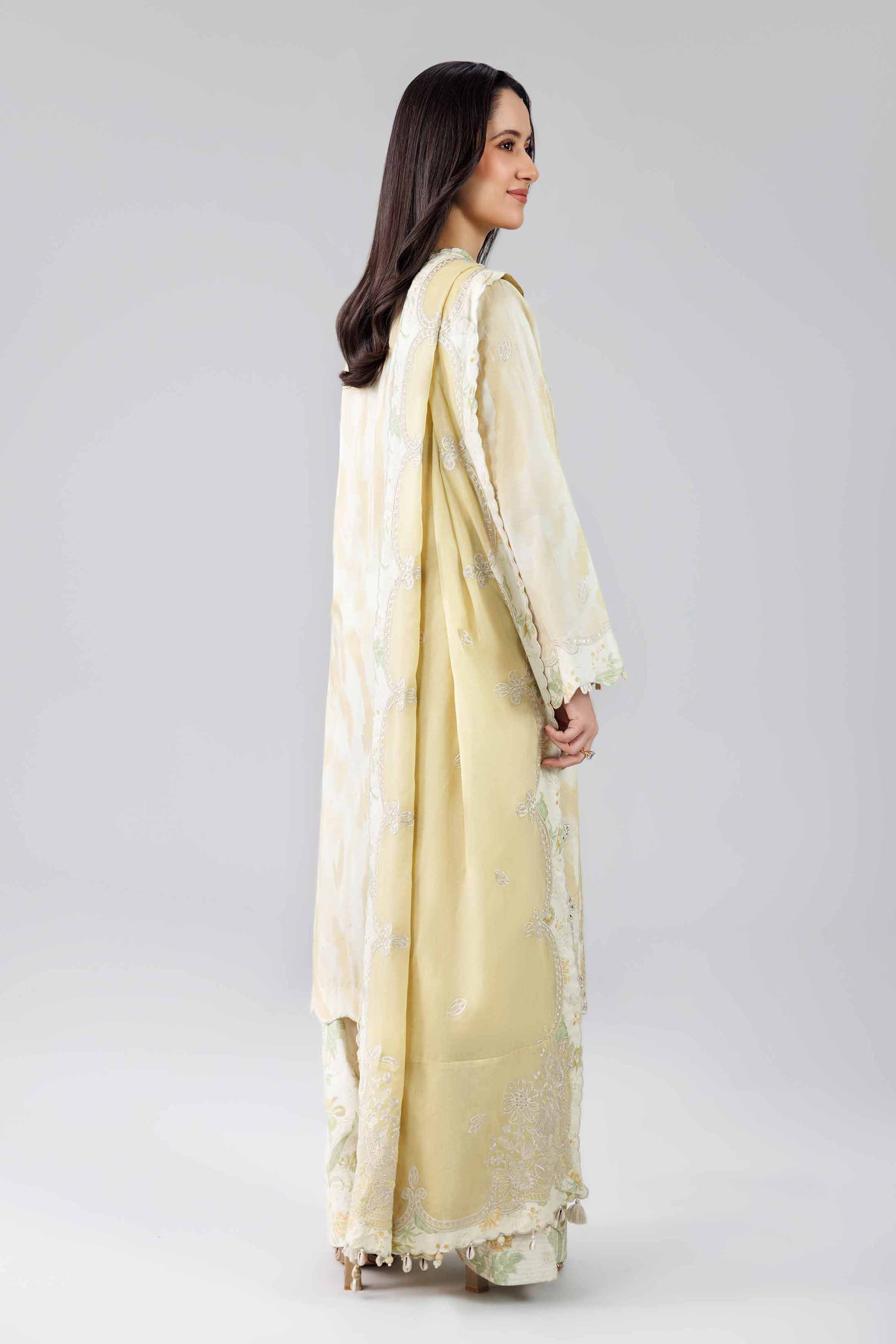 3 Piece - Printed Embroidered Suit - 42601809 Yellow Lawn 3PC Embroidered