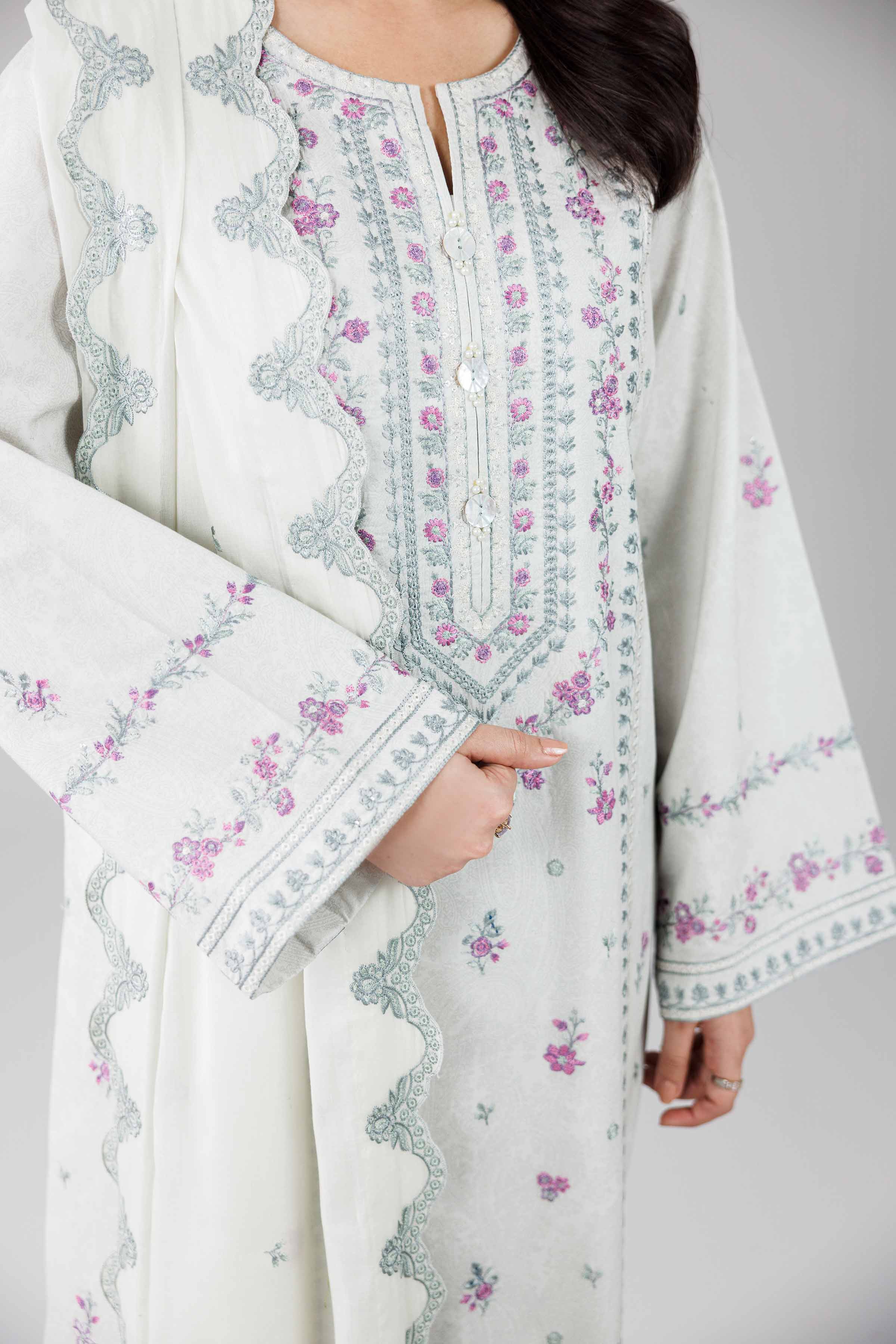 3 Piece - Printed Embroidered Suit - 42601812 White Lawn 3PC Embroidered