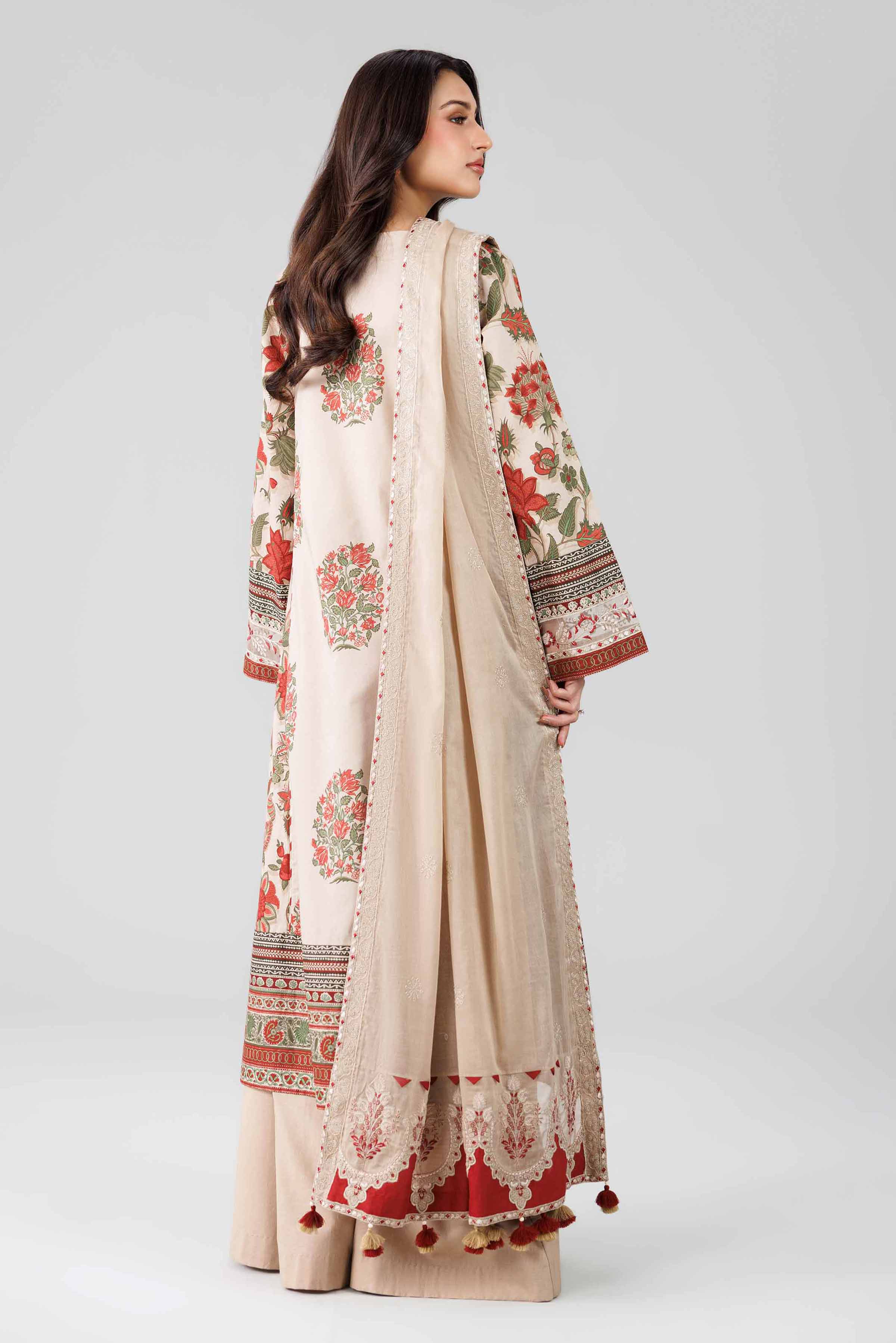 3 Piece - Printed Embroidered Suit - 42601814 Nishat UAE Beige Lawn 3PC Embroidered