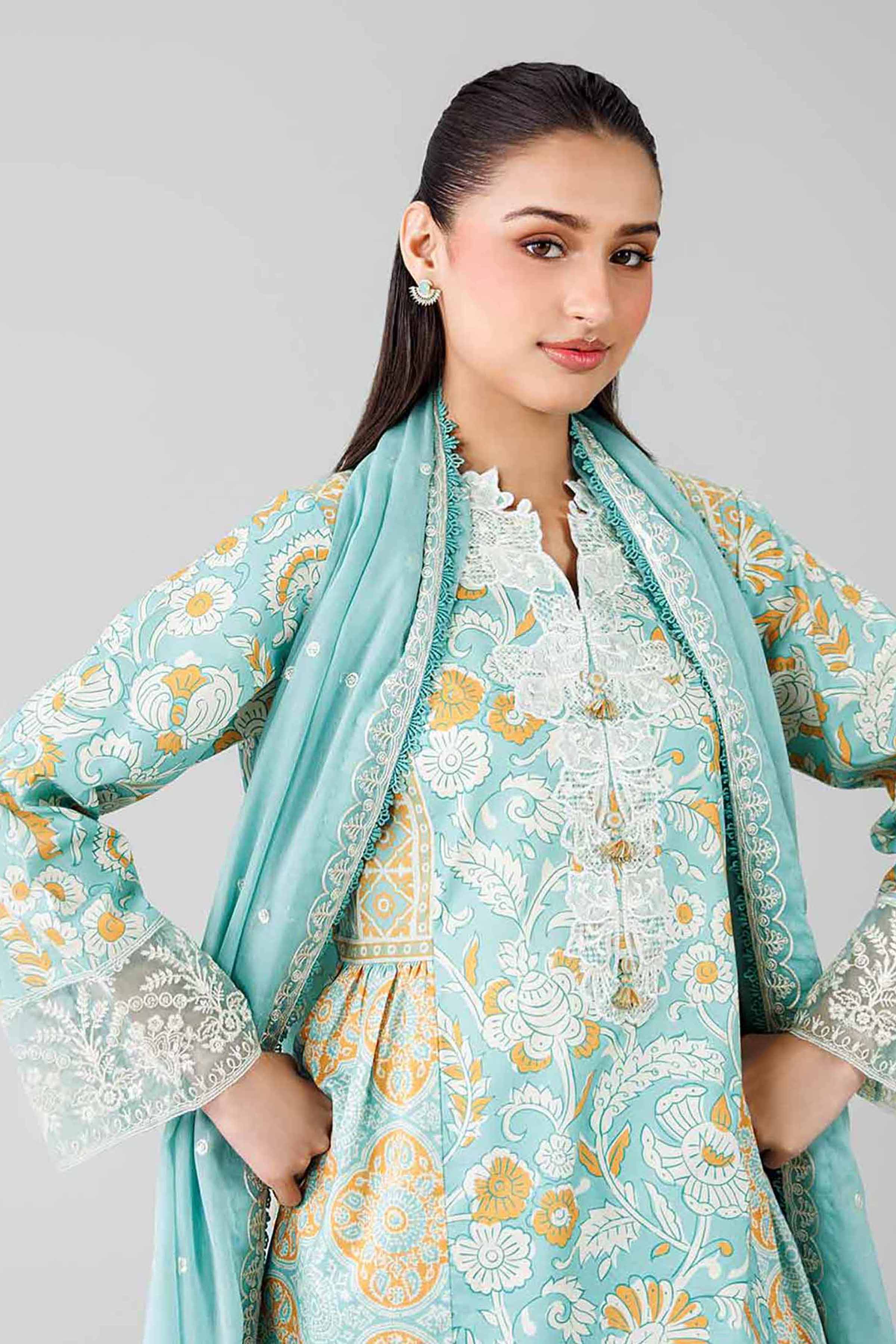 3 Piece - Printed Embroidered Suit - 42601817 Nishat UAE  Lawn 3PC Embroidered