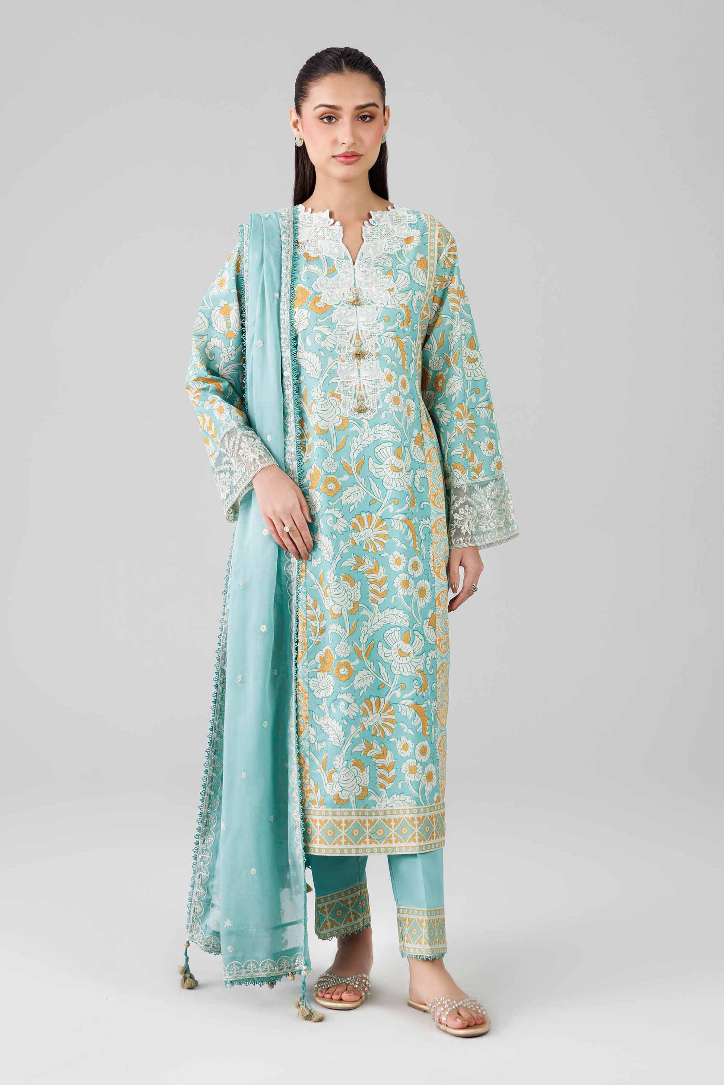 3 Piece - Printed Embroidered Suit - 42601817 Nishat UAE  Lawn 3PC Embroidered