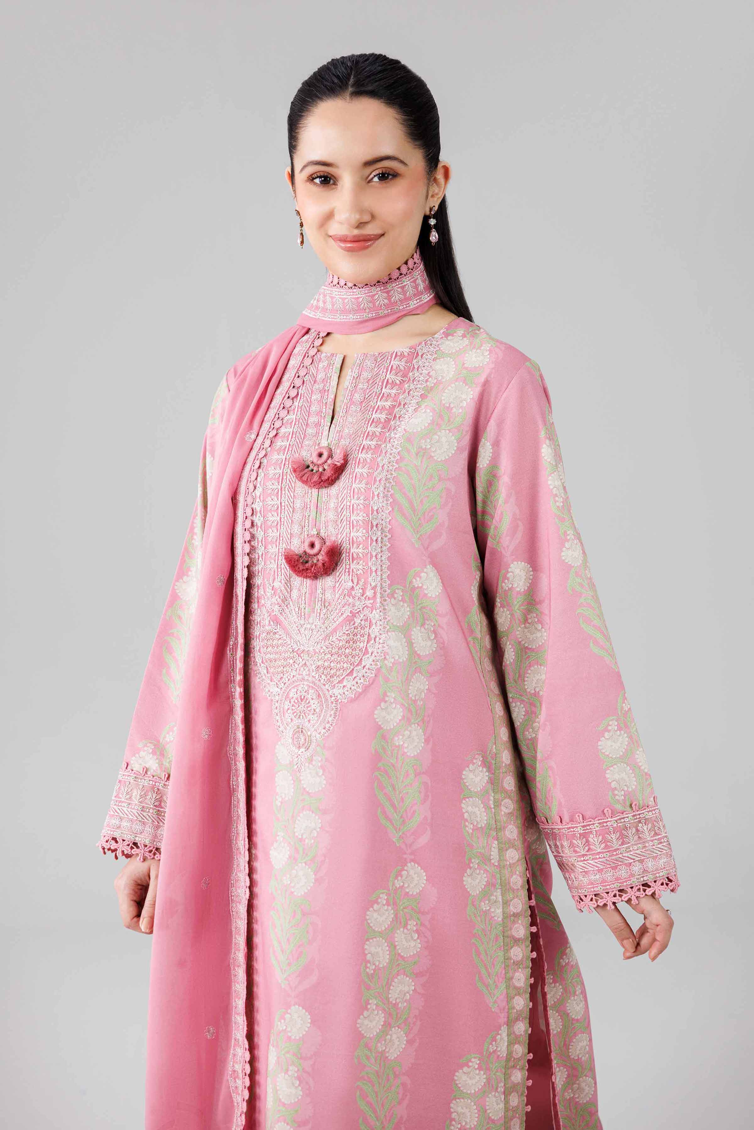 3 Piece - Printed Embroidered Suit - 42601818 Pink Lawn 3PC Embroidered