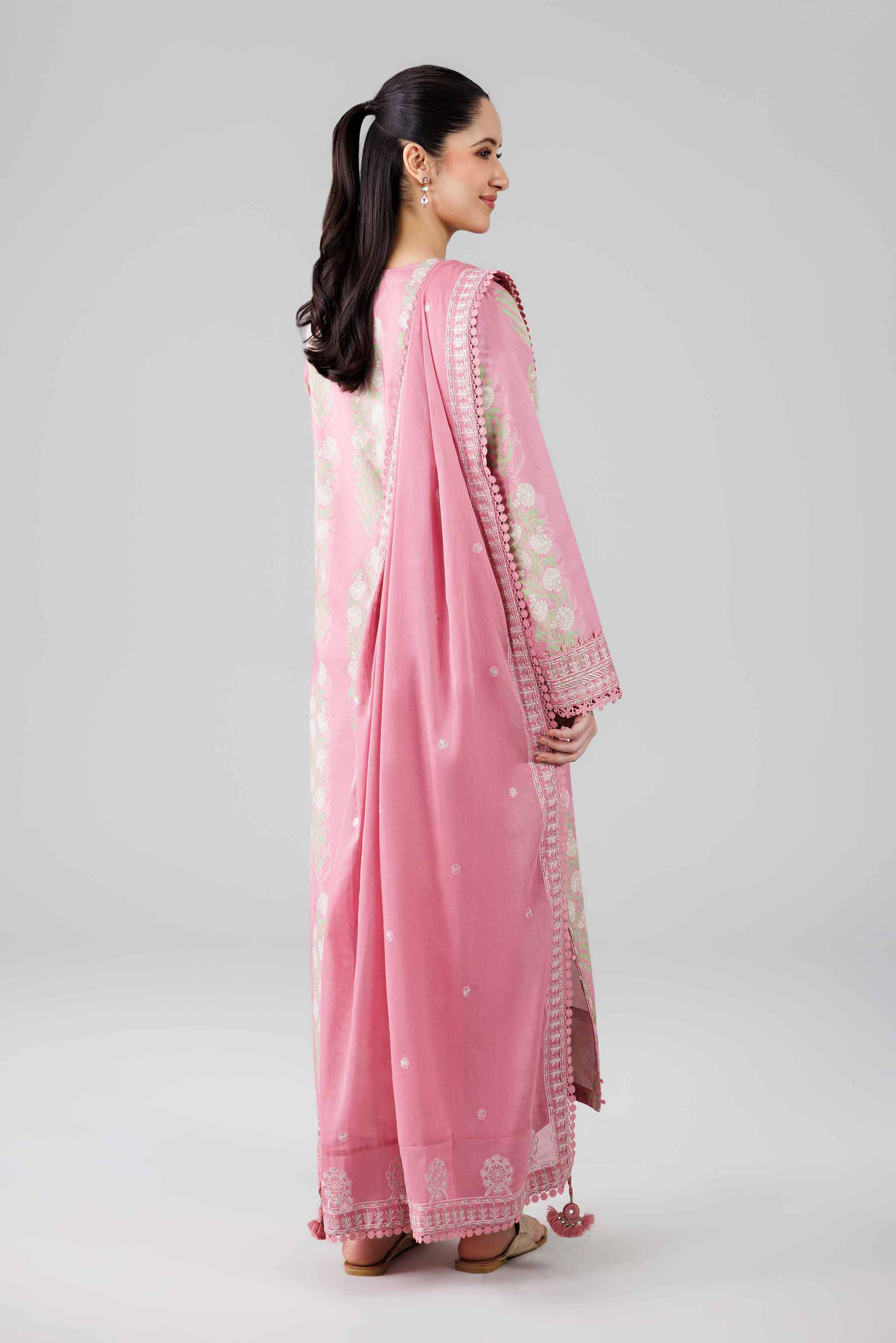 3 Piece - Printed Embroidered Suit - 42601818 Pink Lawn 3PC Embroidered