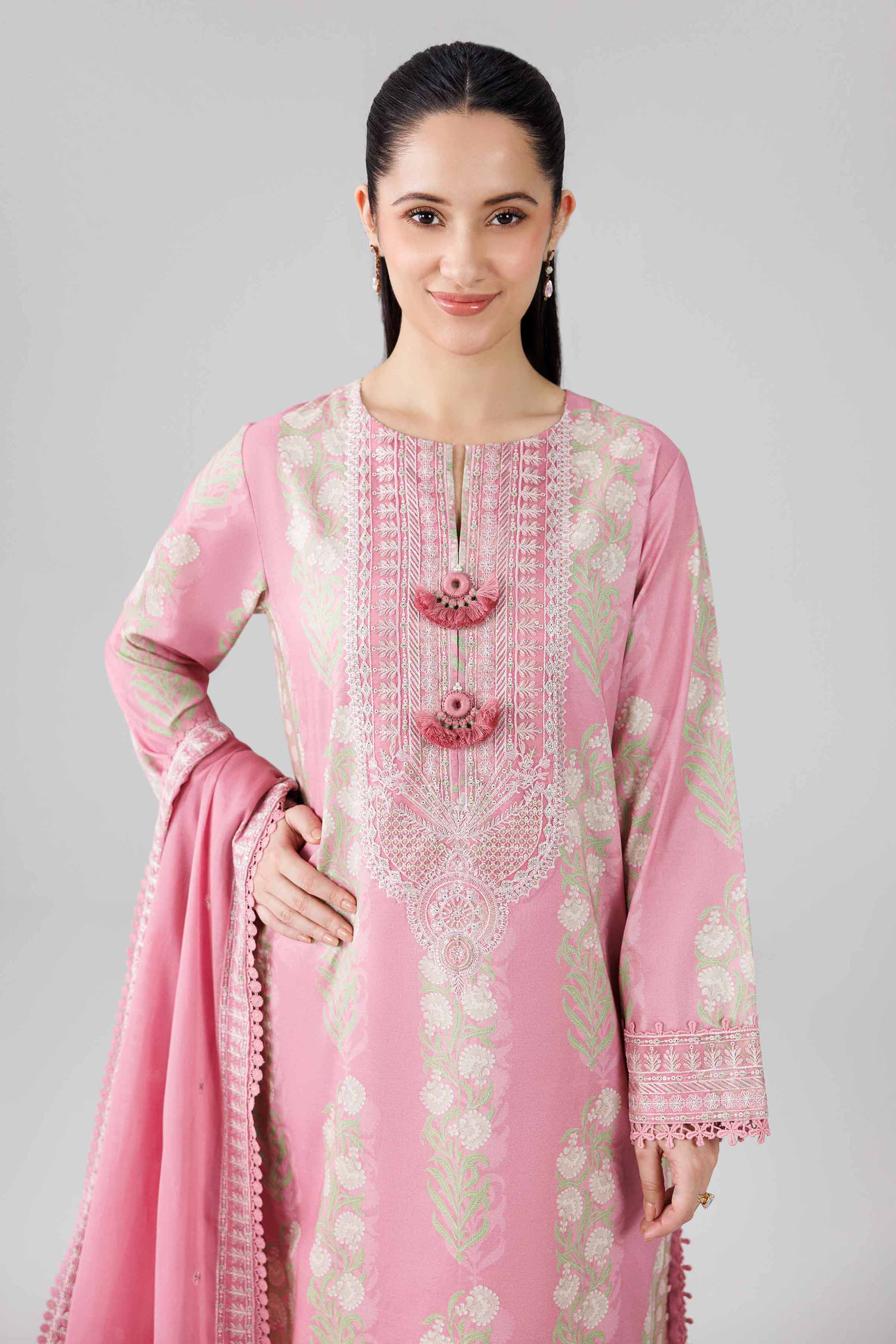 3 Piece - Printed Embroidered Suit - 42601818 Pink Lawn 3PC Embroidered