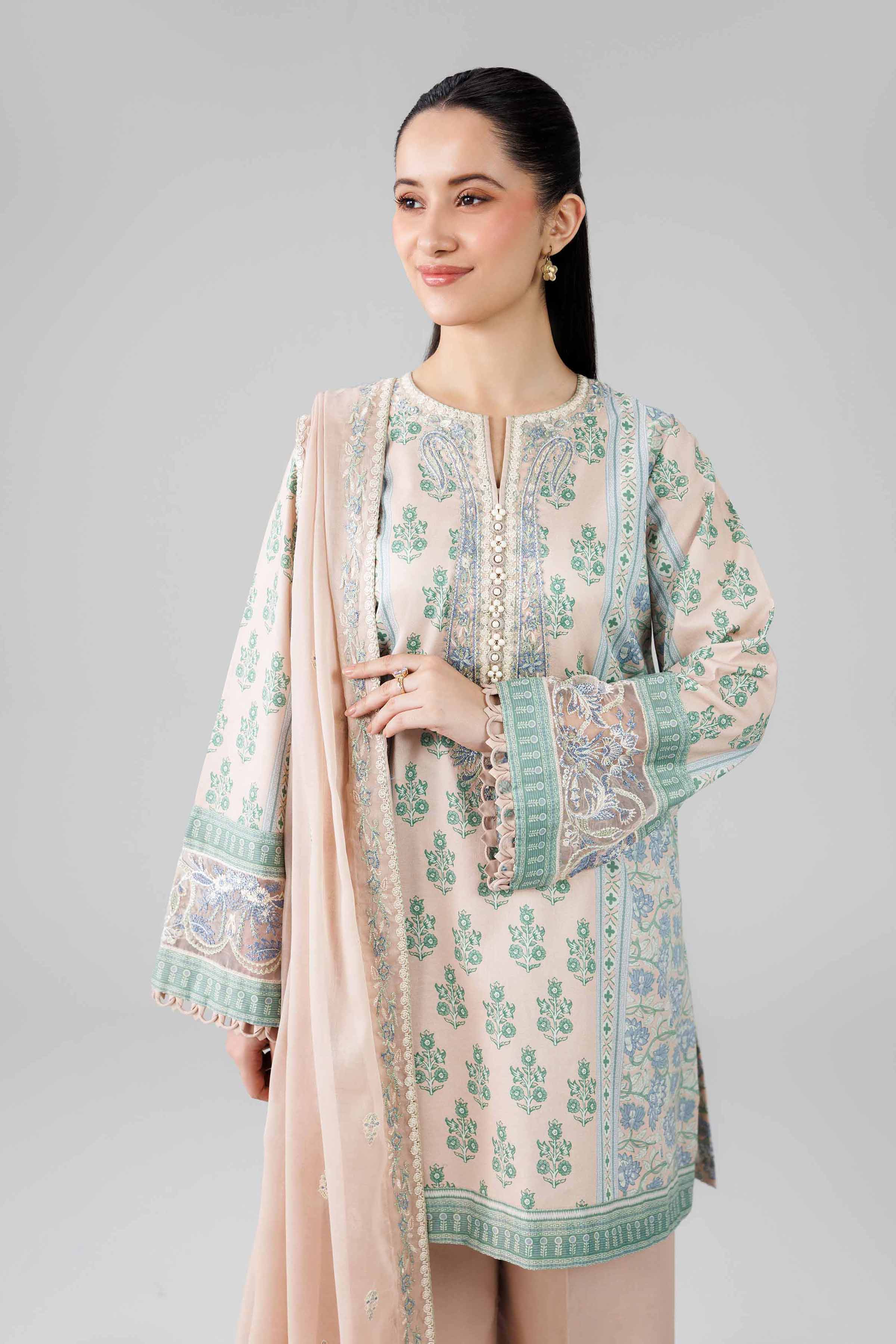 3 Piece - Printed Embroidered Suit - 42601820 Pink Lawn 3PC Embroidered
