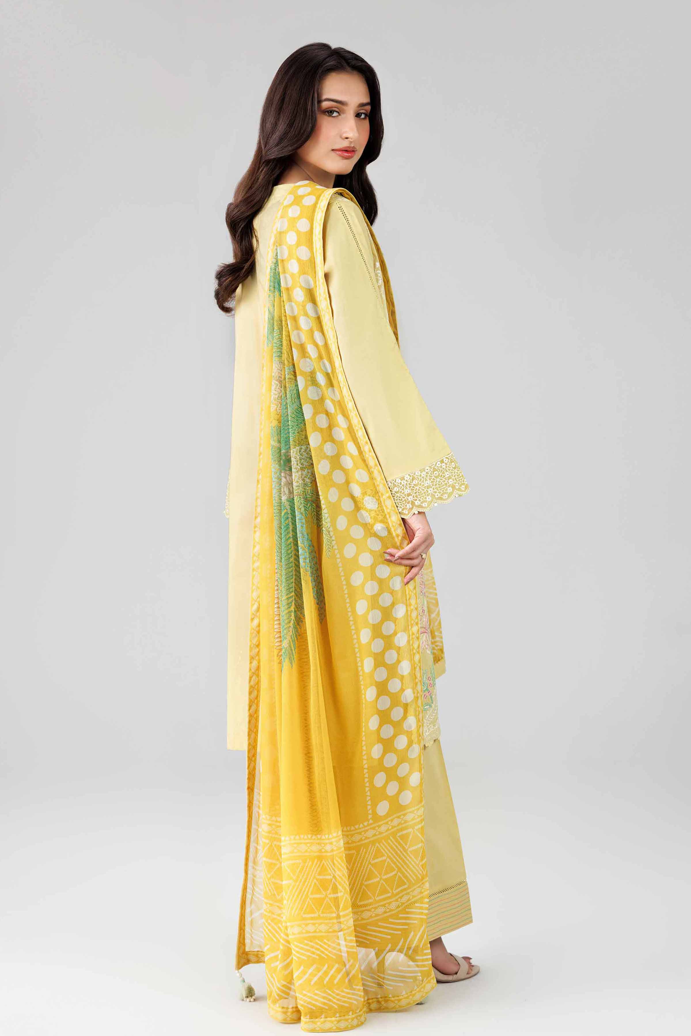 3 Piece - Digital Printed Embroidered Suit - 42601824 Yellow Lawn 3PC Embroidered