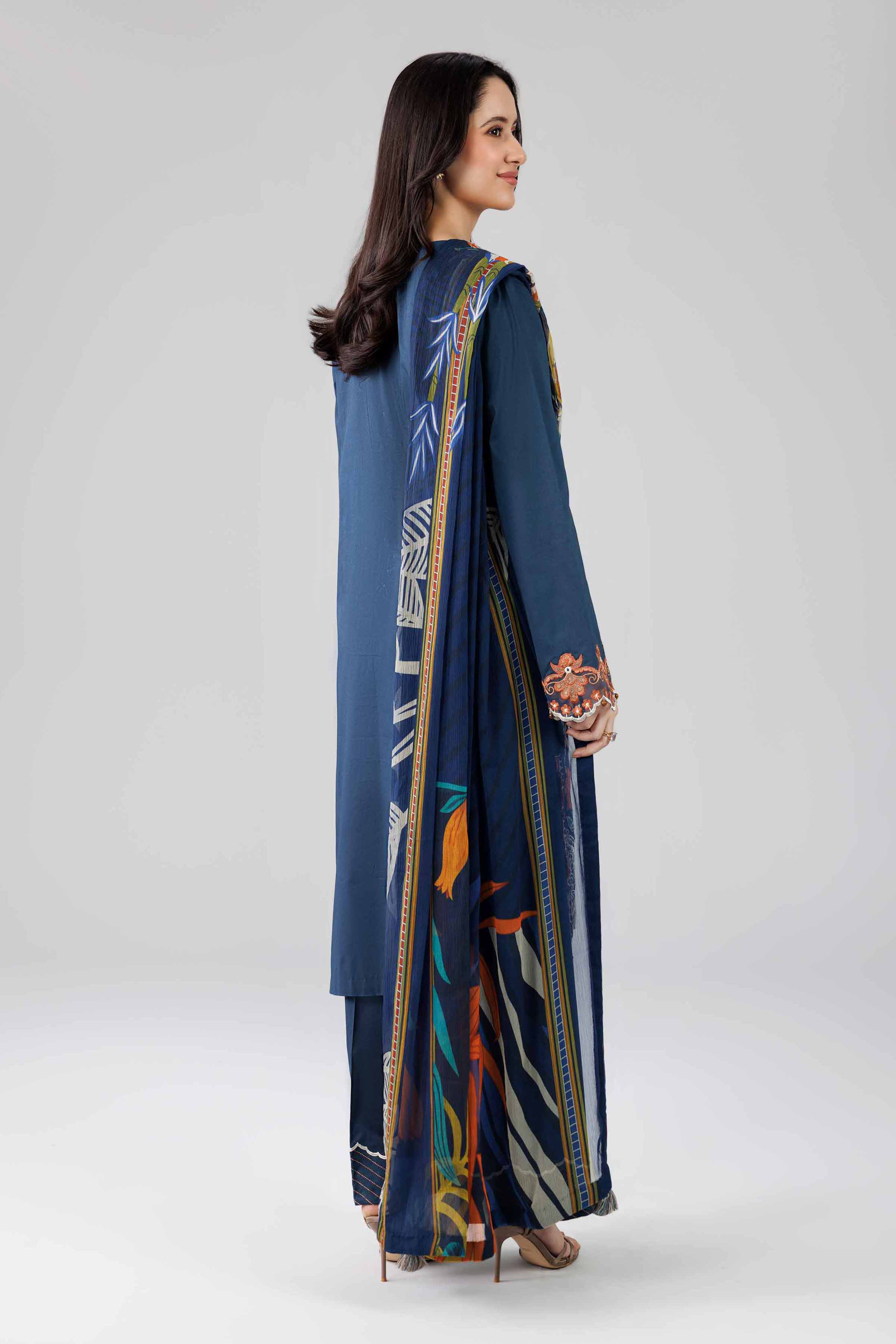 3 Piece - Digital Printed Embroidered Suit - 42601826 Blue Lawn 3PC Embroidered