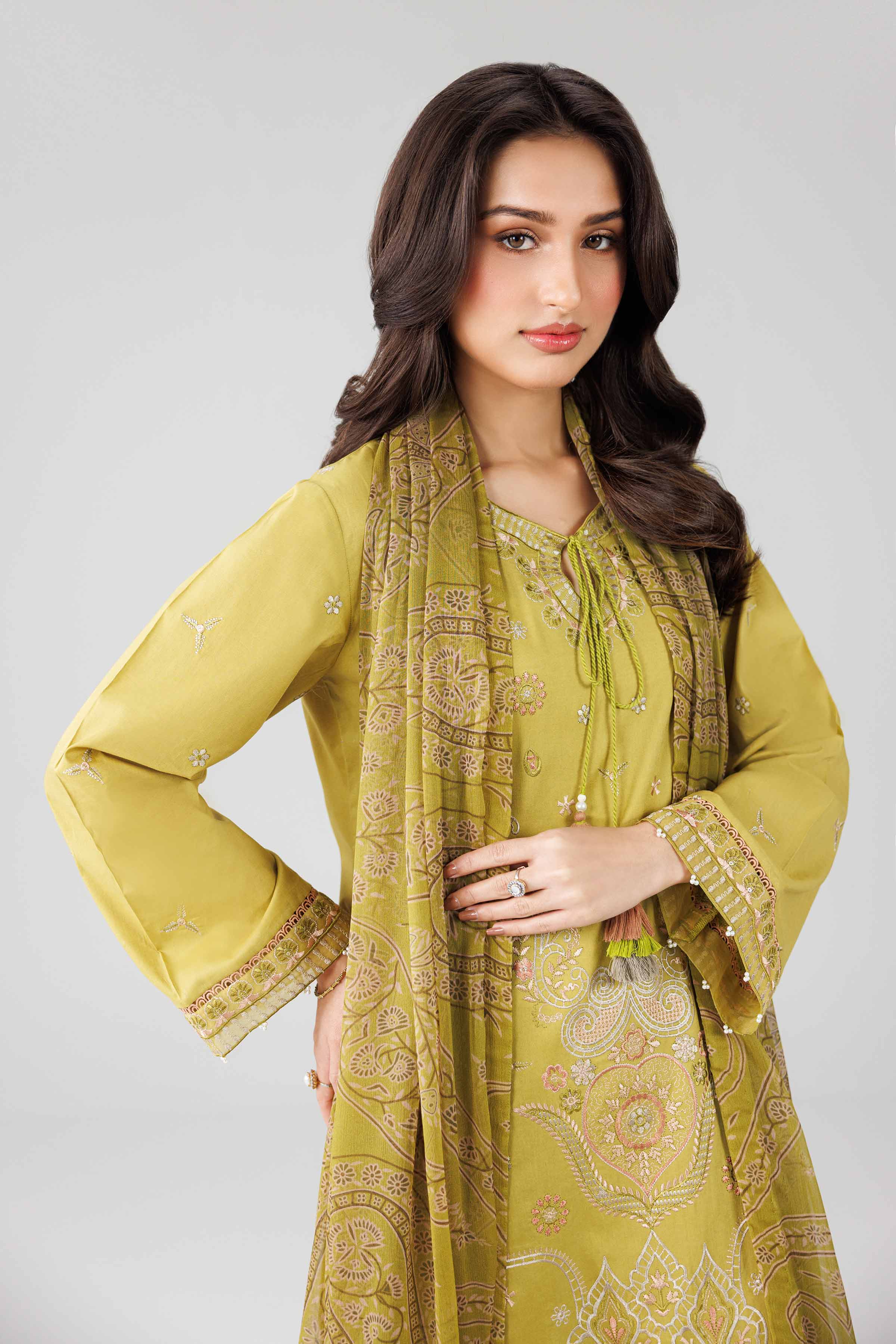 3 Piece - Digital Printed Embroidered Suit - 42601832 Green Lawn 3PC Embroidered