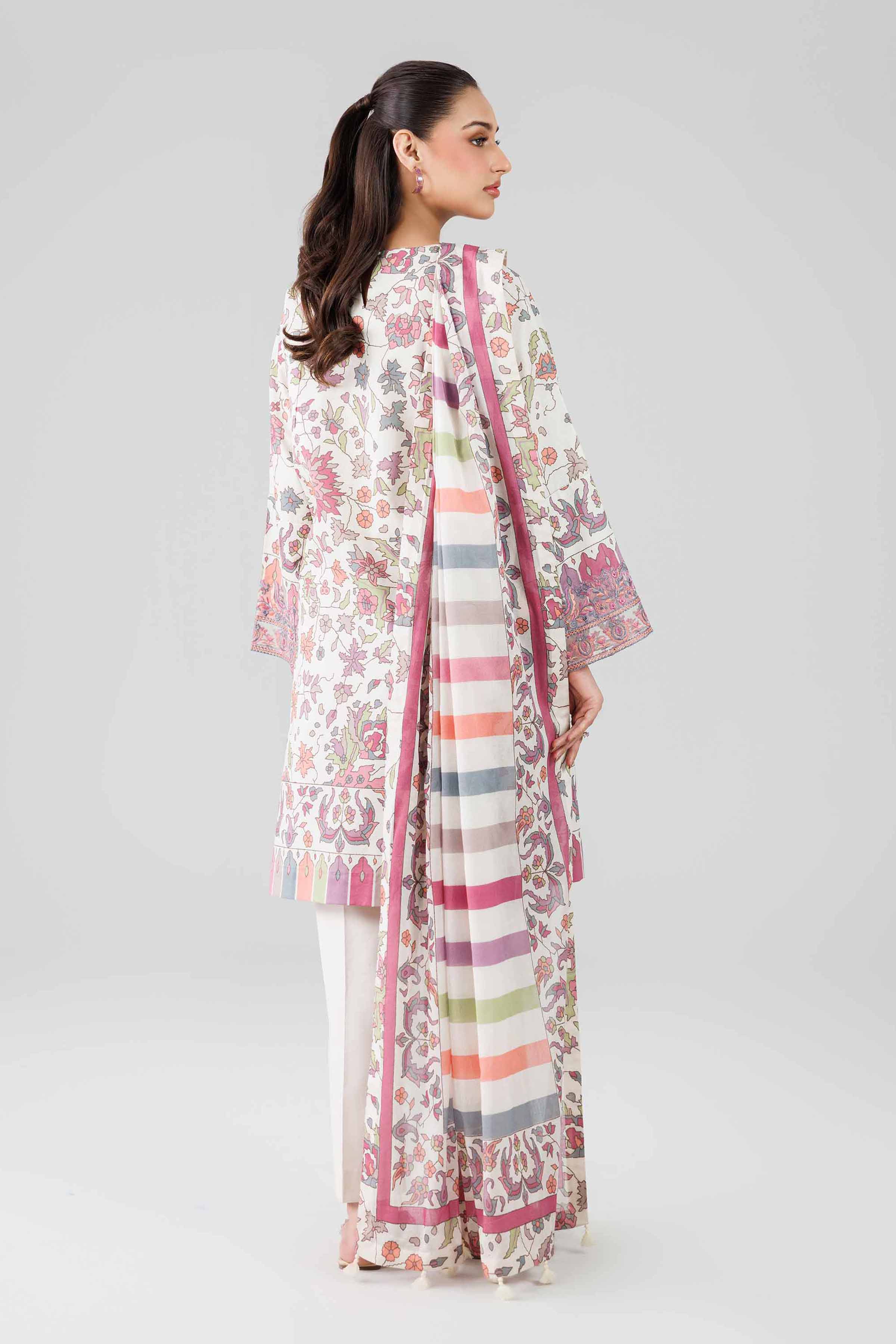 3 Piece - Digital Printed Embroidered Suit - 42601837 Beige Lawn 3PC Embroidered