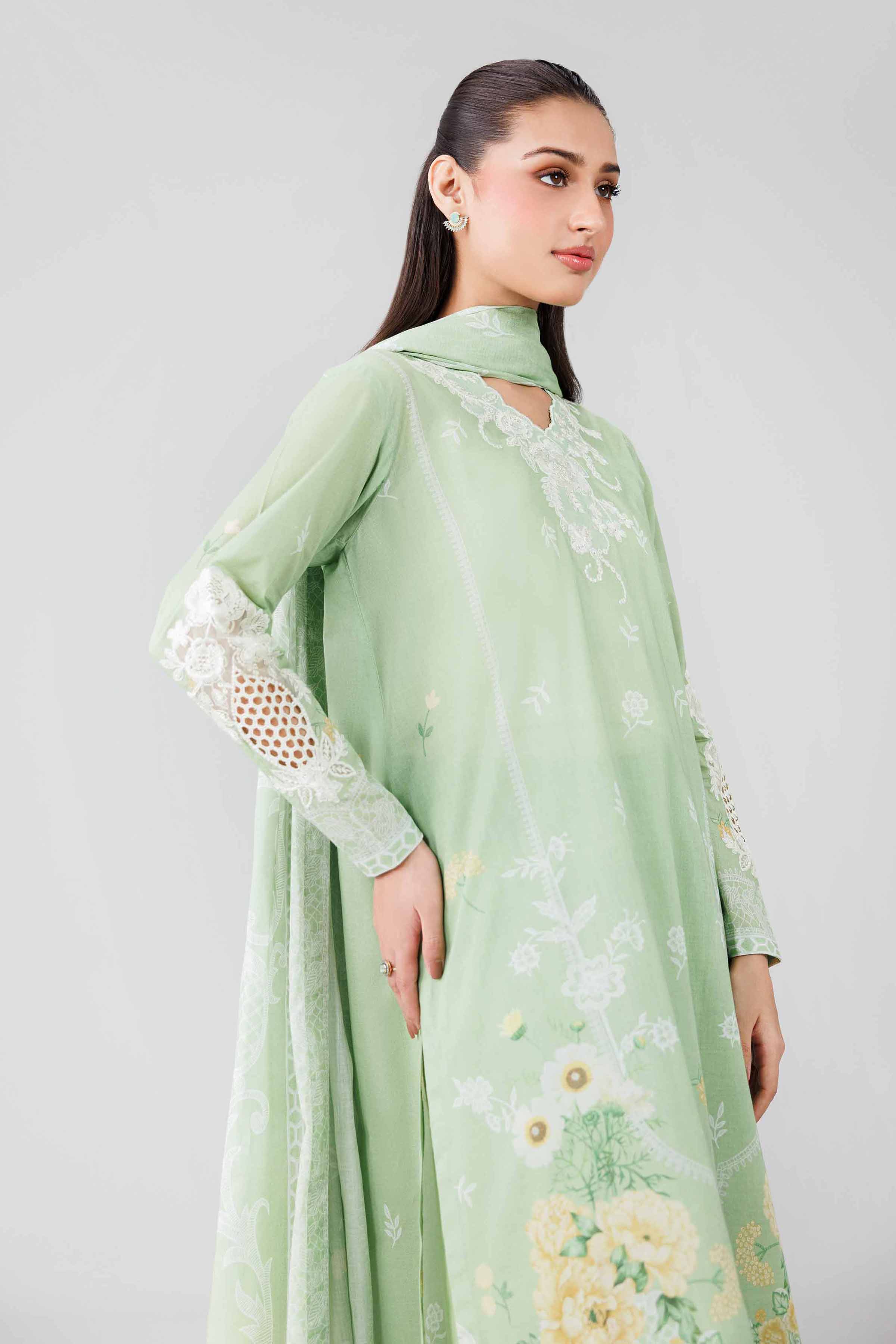 3 Piece - Digital Printed Embroidered Suit - 42601840 Green Lawn 3PC Embroidered