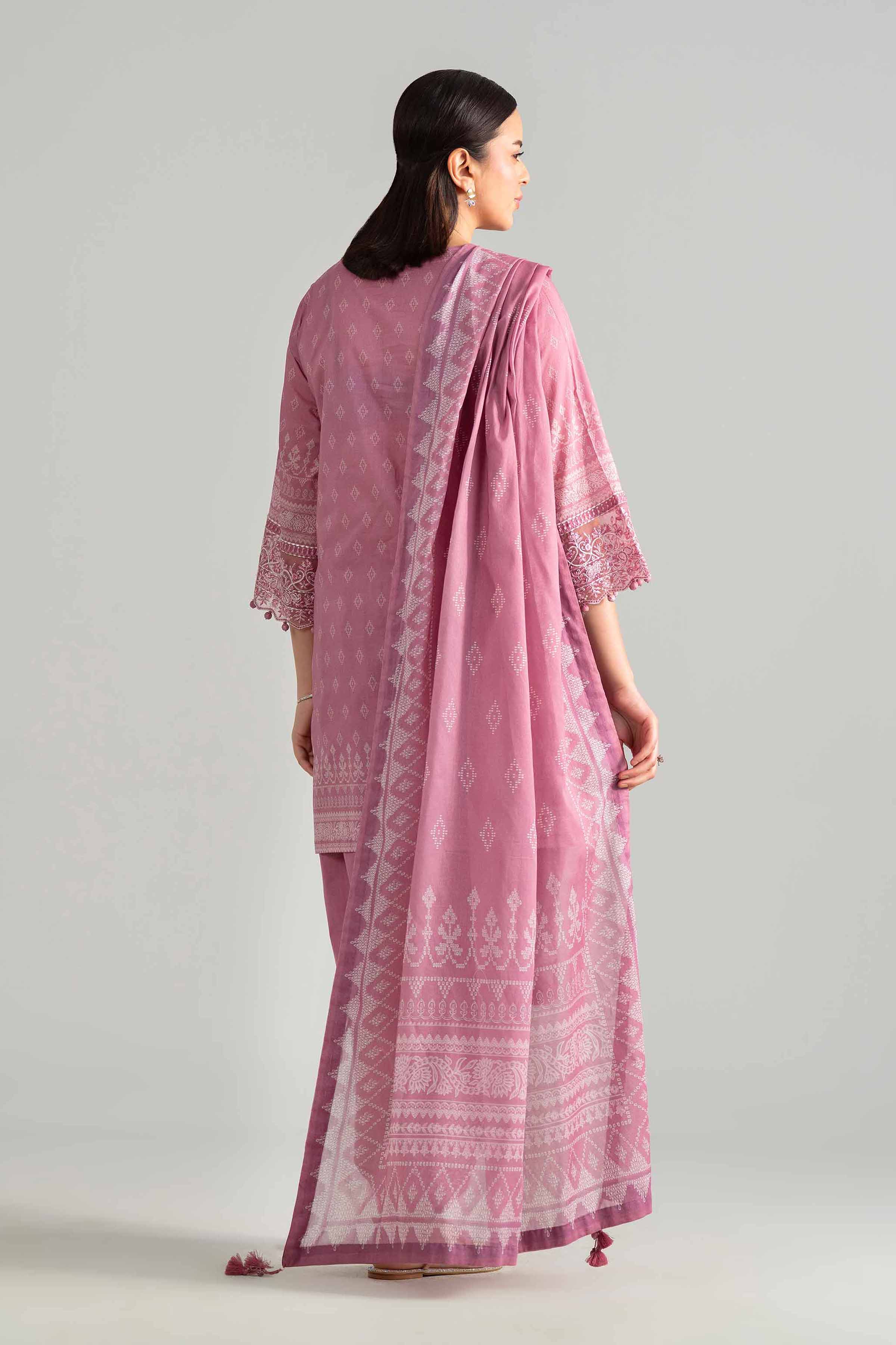 3 Piece - Digital Printed Embroidered Suit - 42601843 Pink Lawn 3PC Embroidered