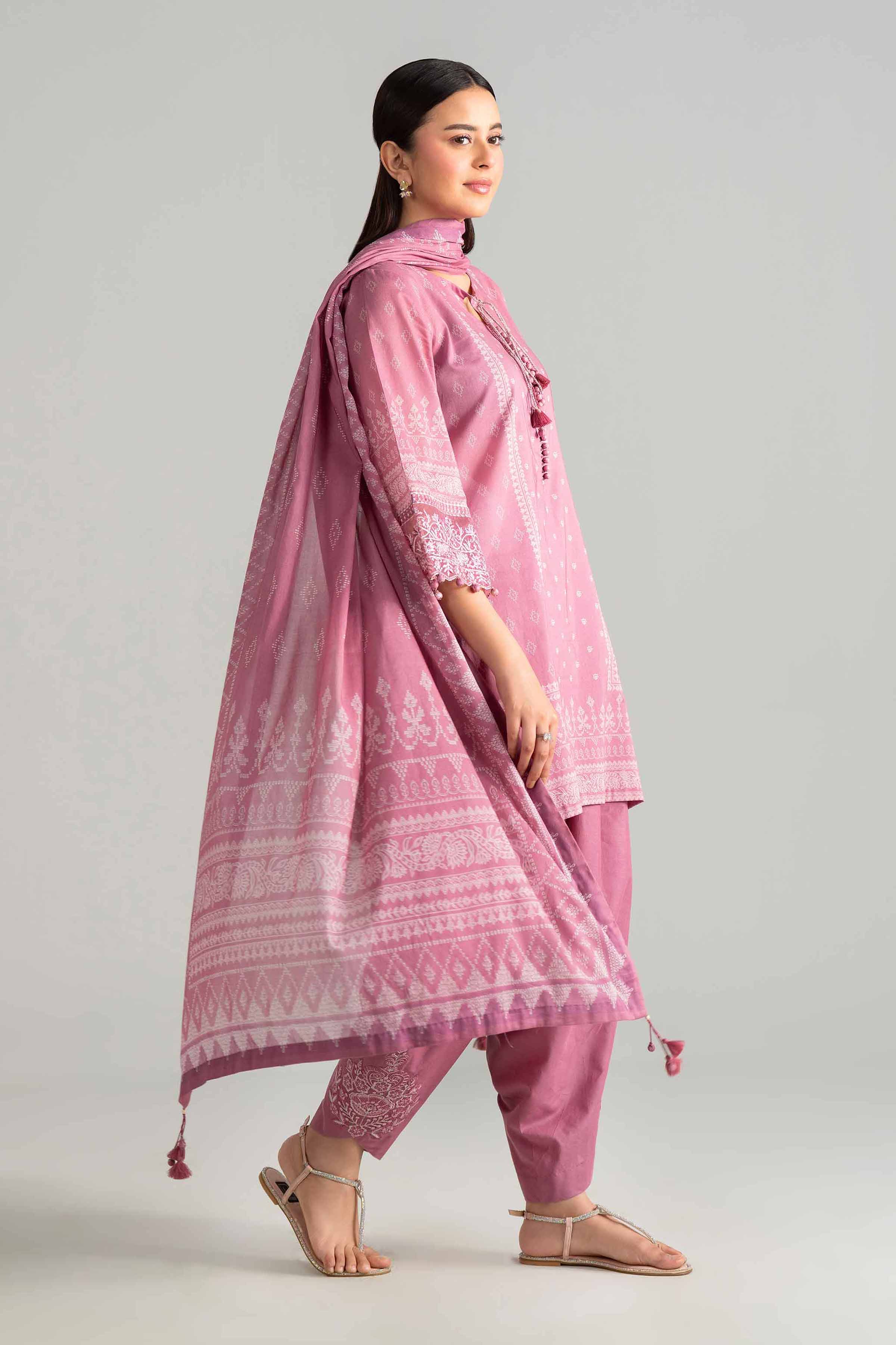 3 Piece - Digital Printed Embroidered Suit - 42601843 Pink Lawn 3PC Embroidered