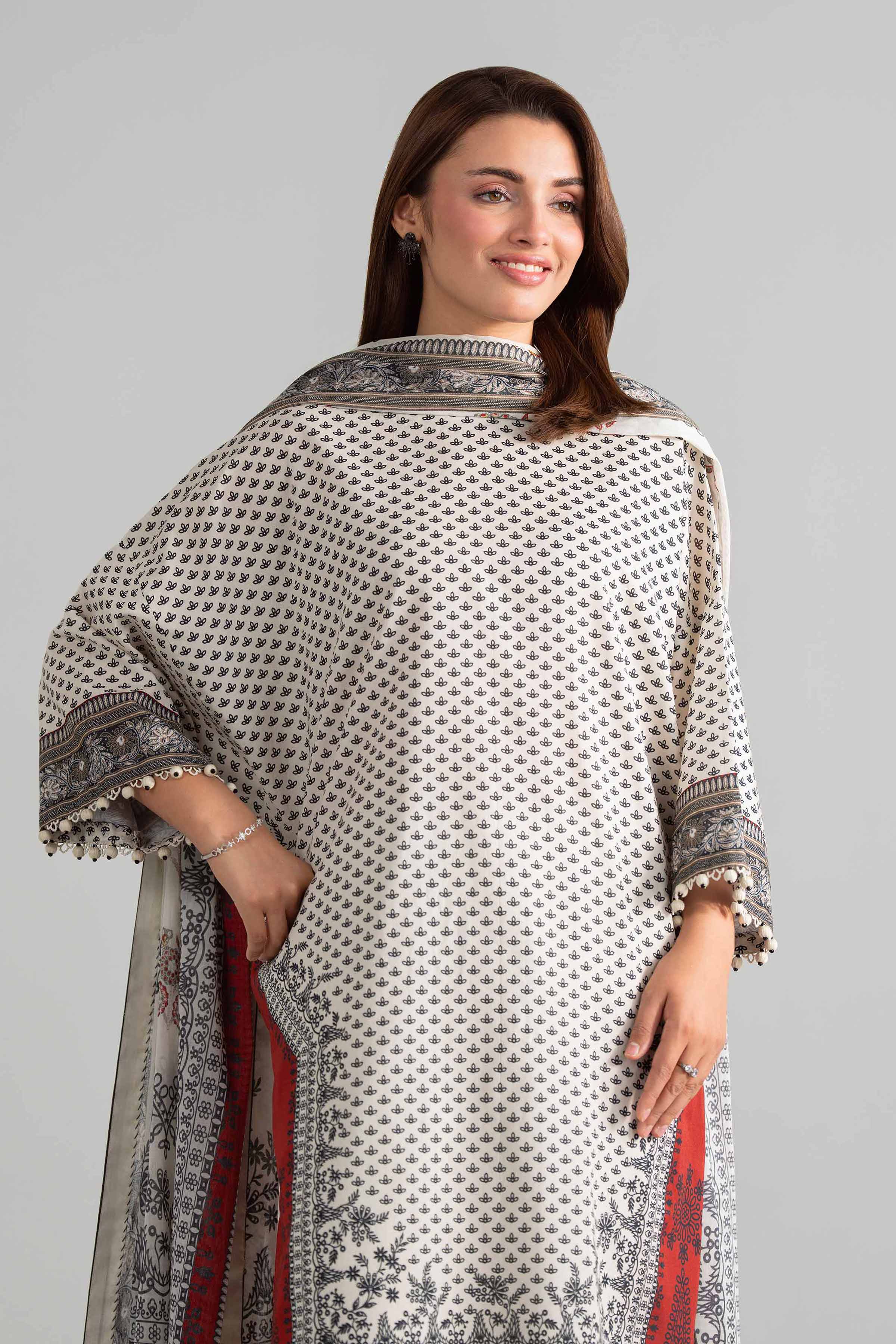 3 Piece - Digital Printed Suit - 42601849 Black Lawn 3PC Printed