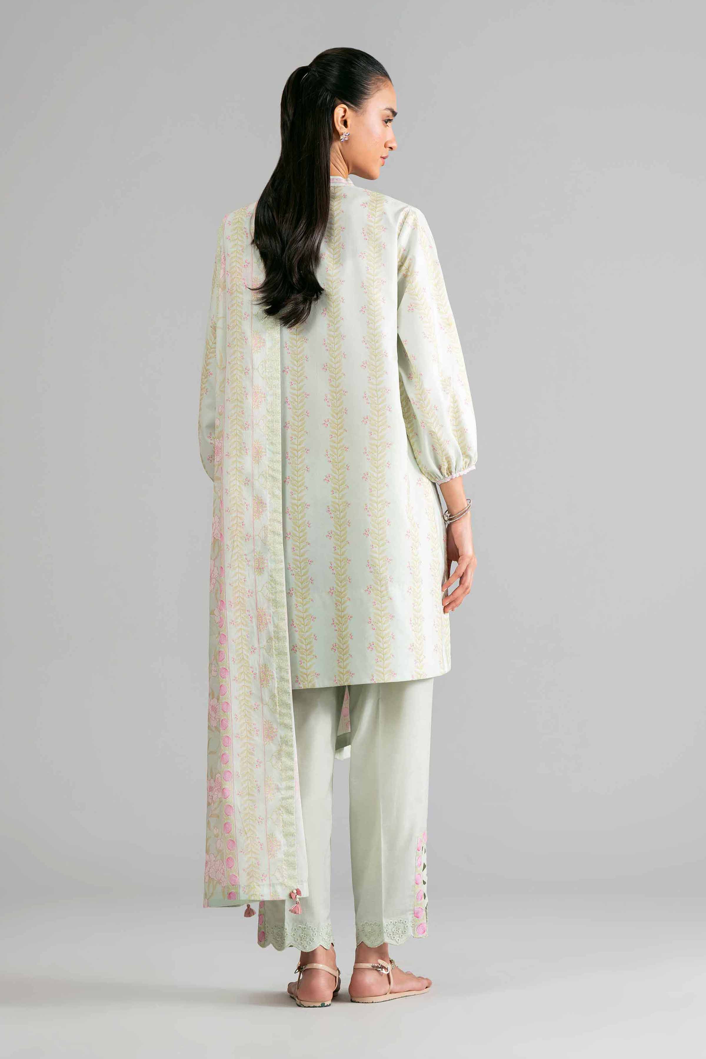 3 Piece - Printed Embroidered Suit - 42601860 Green Lawn 3PC Embroidered