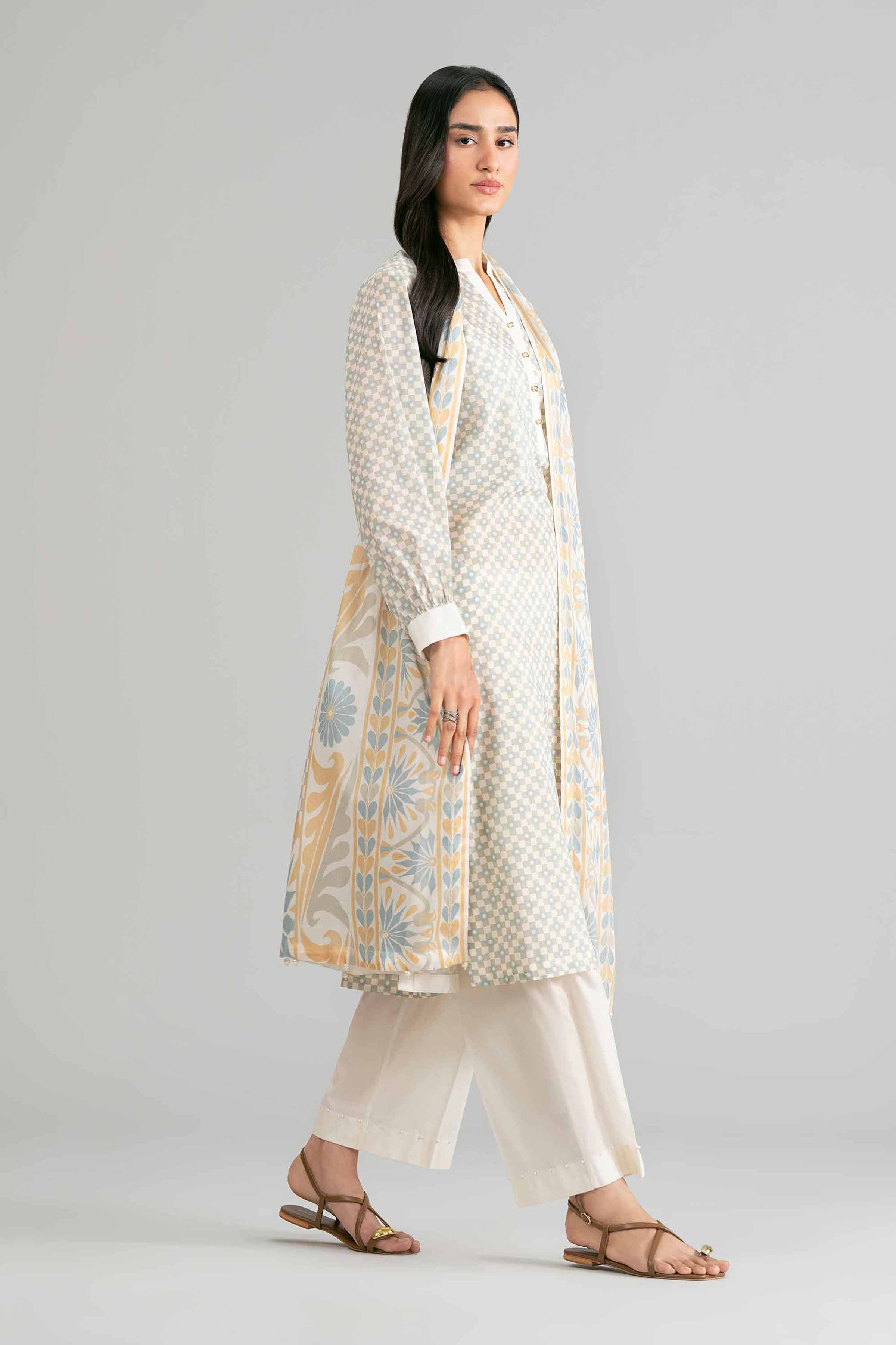 3 Piece - Printed Suit - 42601870 Beige Lawn 3PC Printed