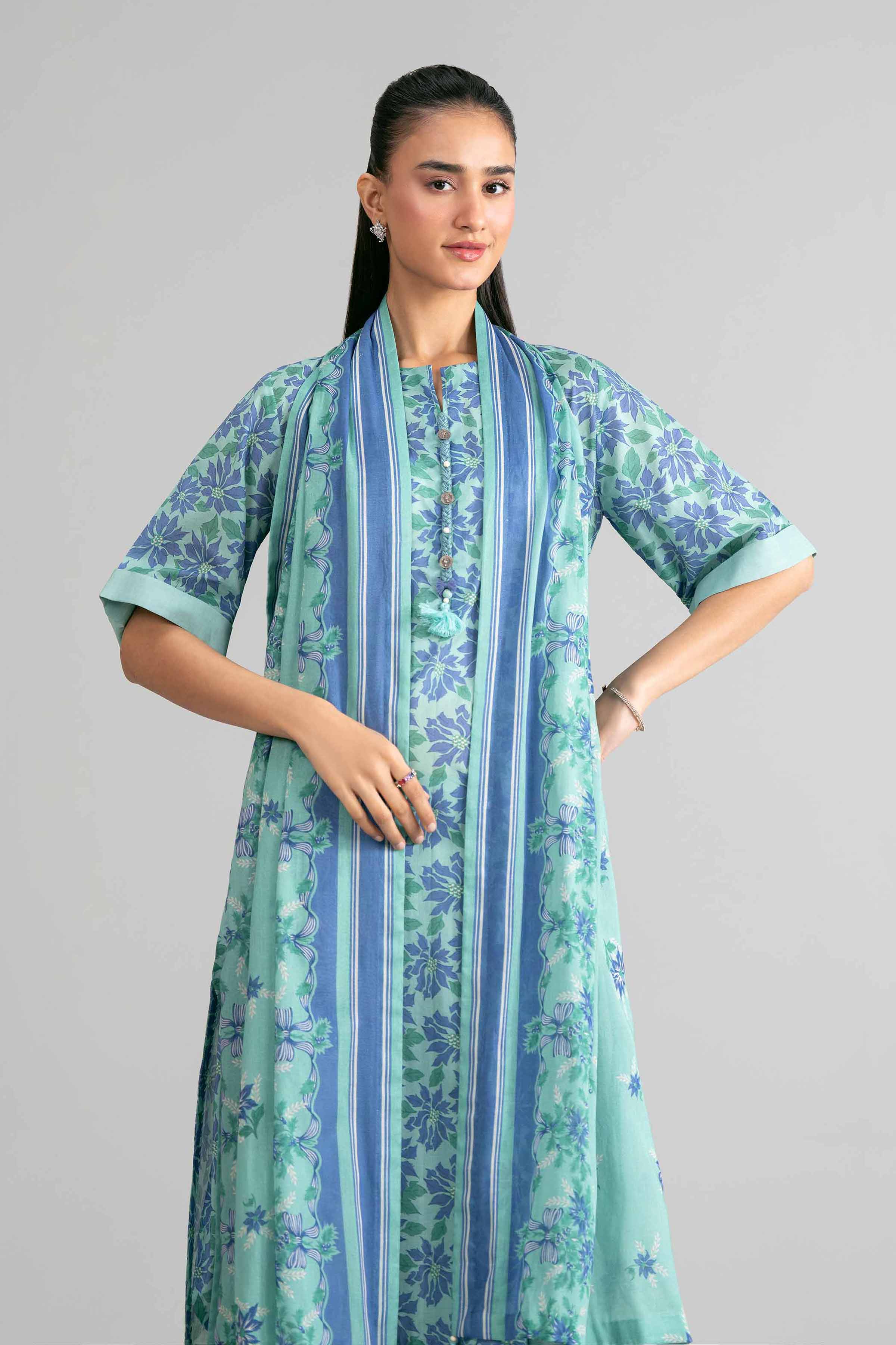 3 Piece - Printed Suit - 42601882 Blue Lawn 3PC Printed