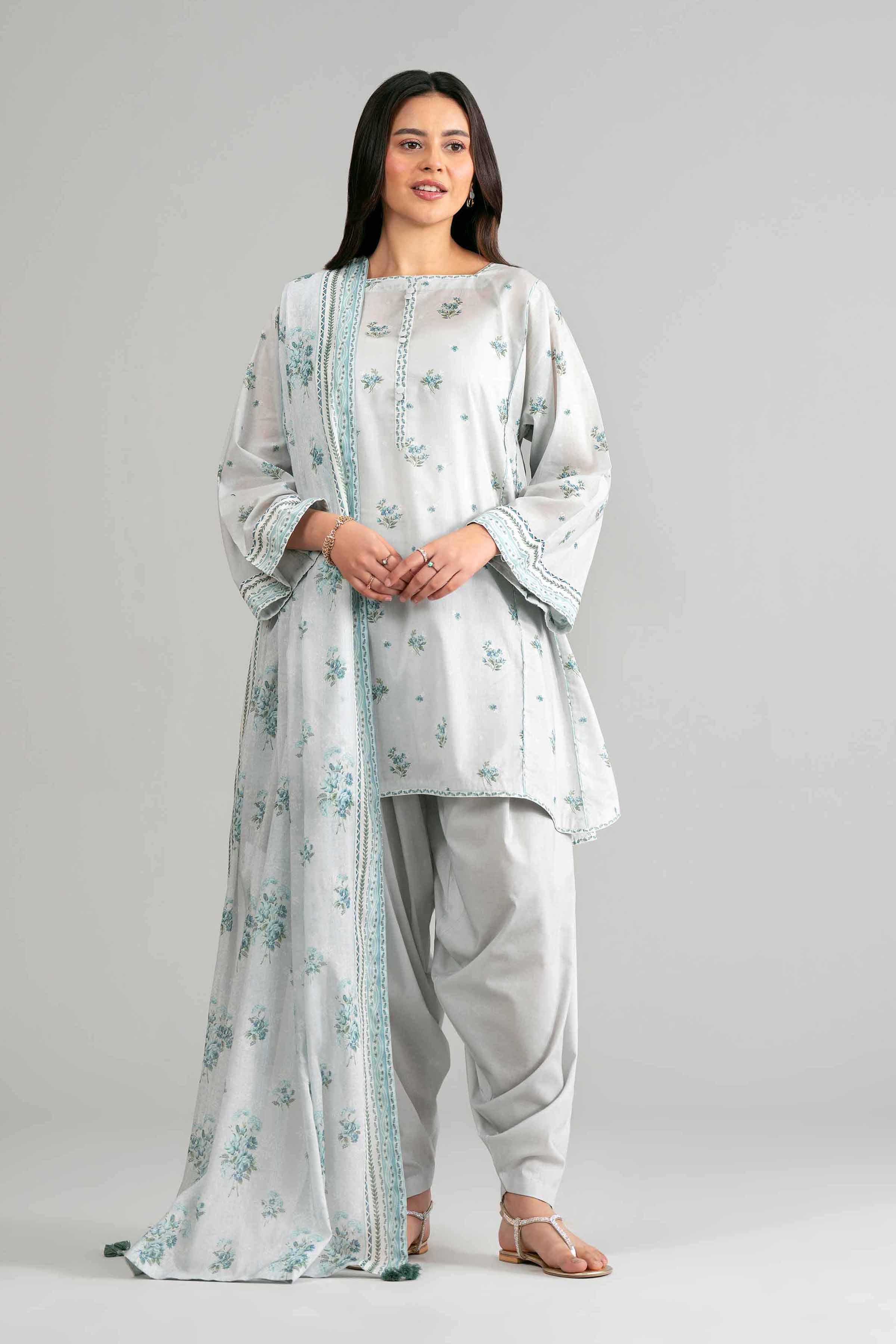 3 Piece - Printed Suit - 42601886 Nishat UAE Grey Lawn 3PC Printed