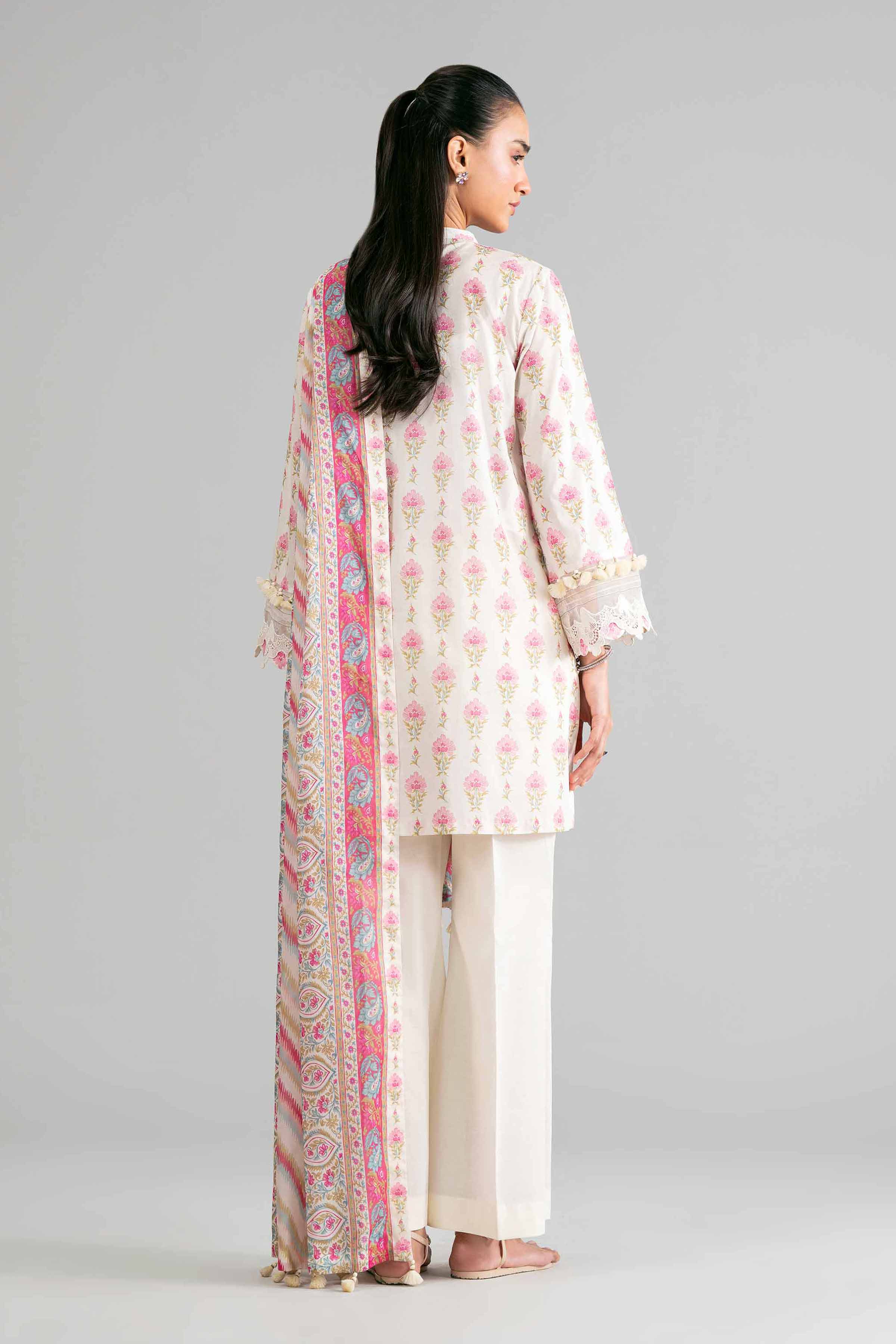 3 Piece - Printed Suit - 42601890 Cream Lawn 3PC Printed