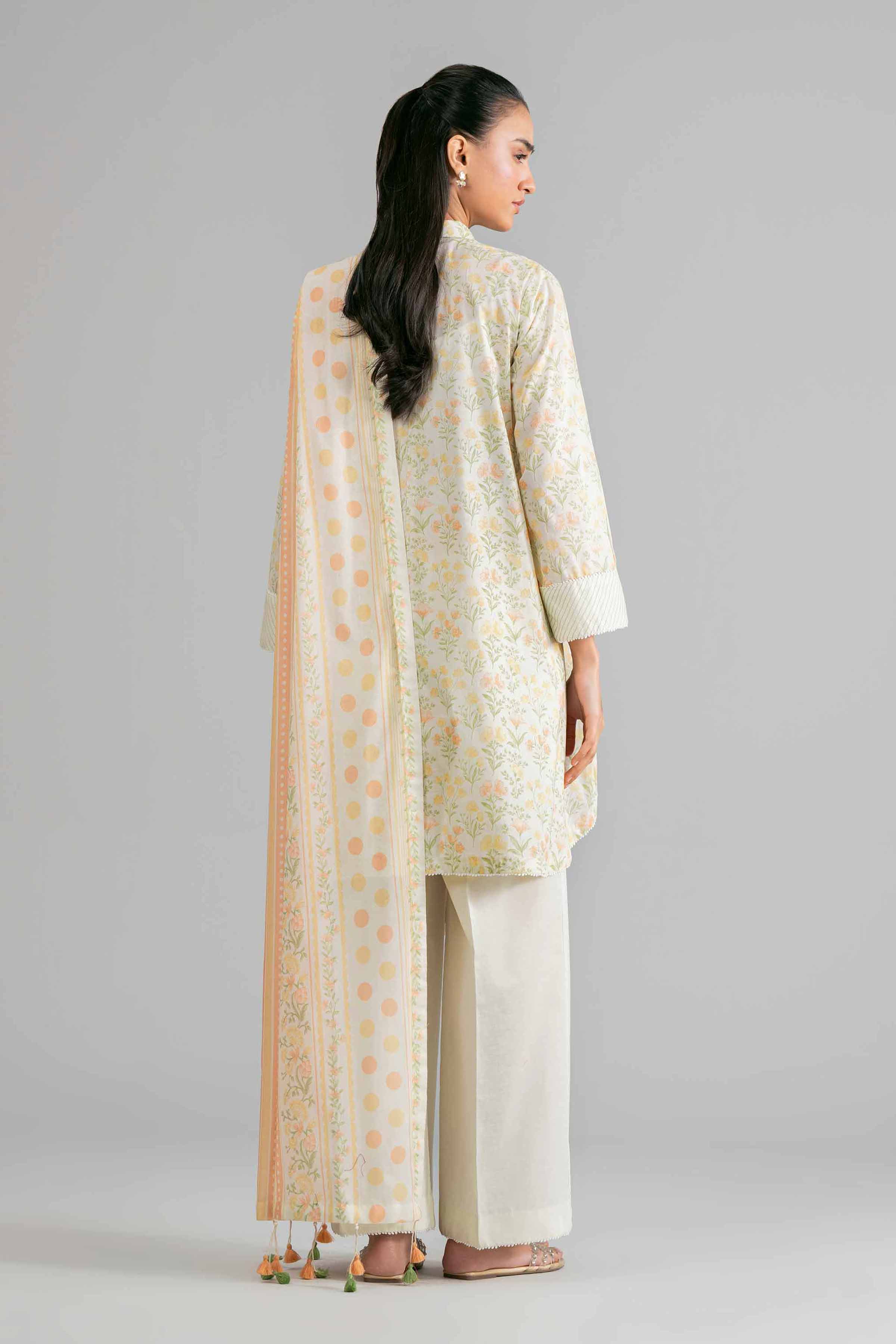 3 Piece - Printed Suit - 42601893 Off White Lawn 3PC Printed