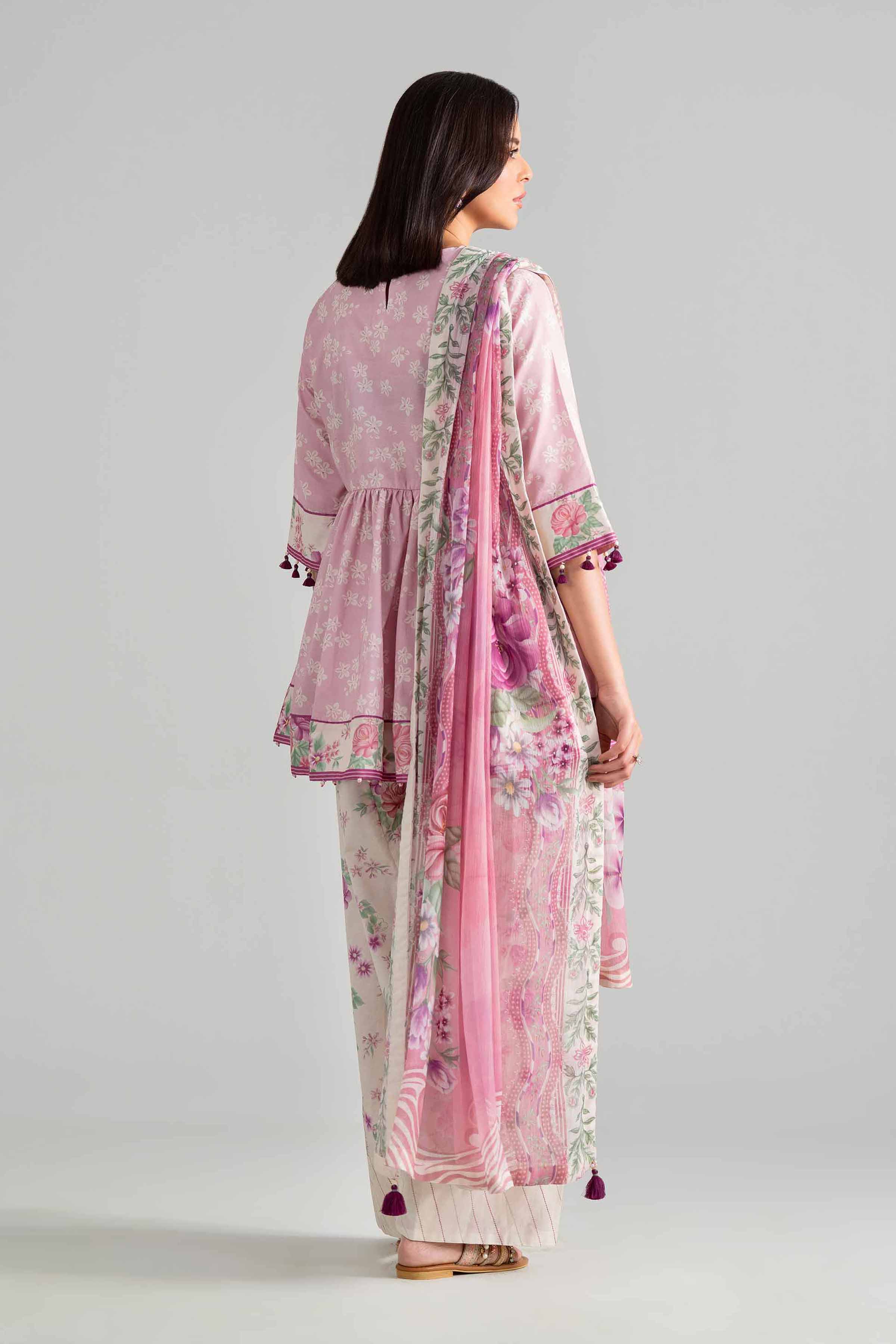 3 Piece - Digital Printed Suit - 42601896 Pink Lawn 3PC Printed