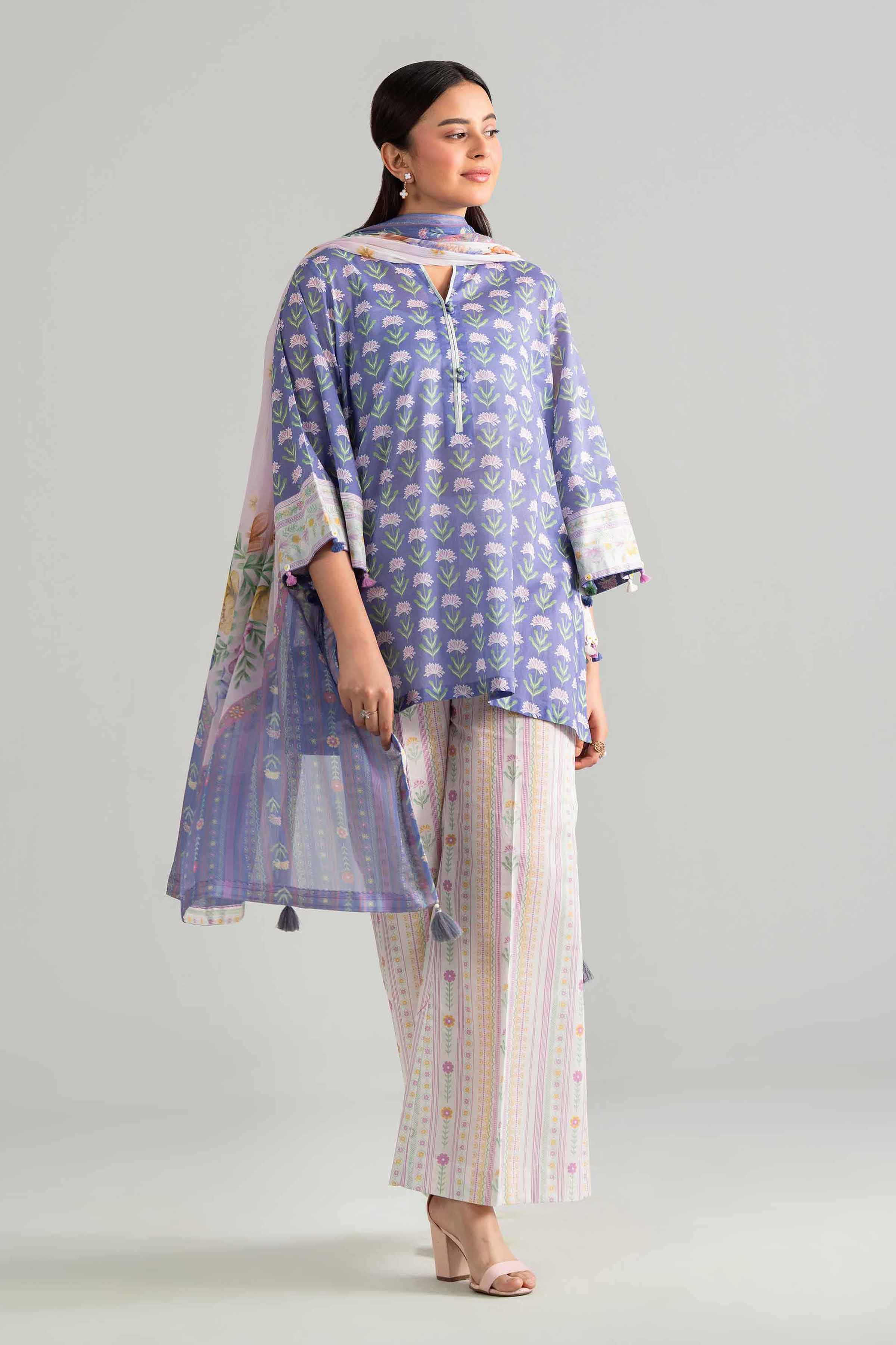 3 Piece - Digital Printed Suit - 42601898 Blue Lawn 3PC Printed