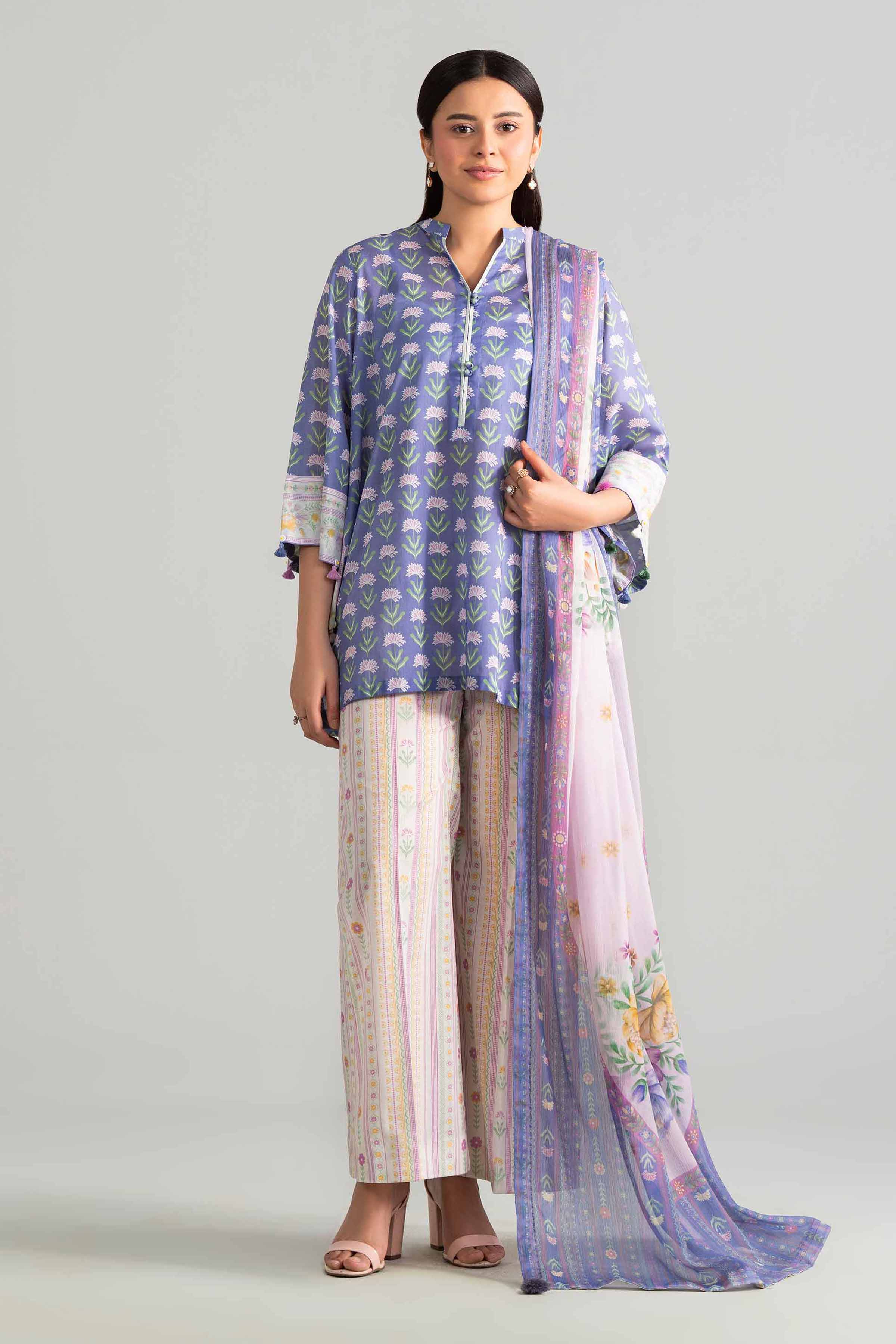 3 Piece - Digital Printed Suit - 42601898 Blue Lawn 3PC Printed