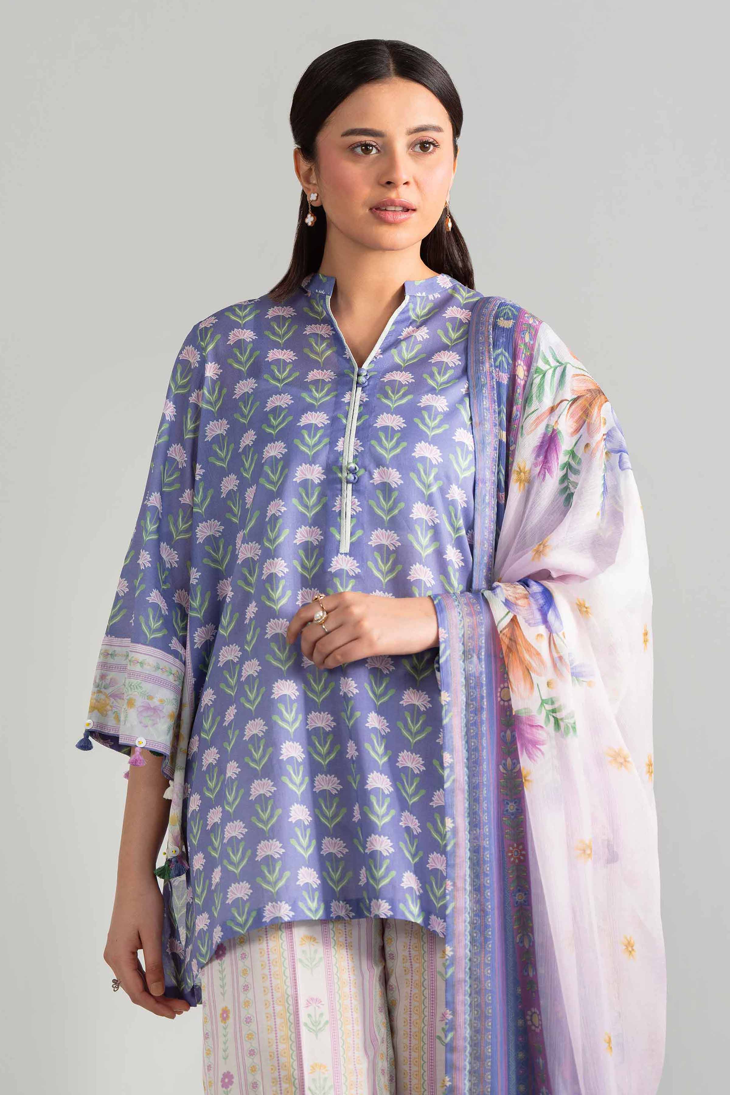 3 Piece - Digital Printed Suit - 42601898 Blue Lawn 3PC Printed