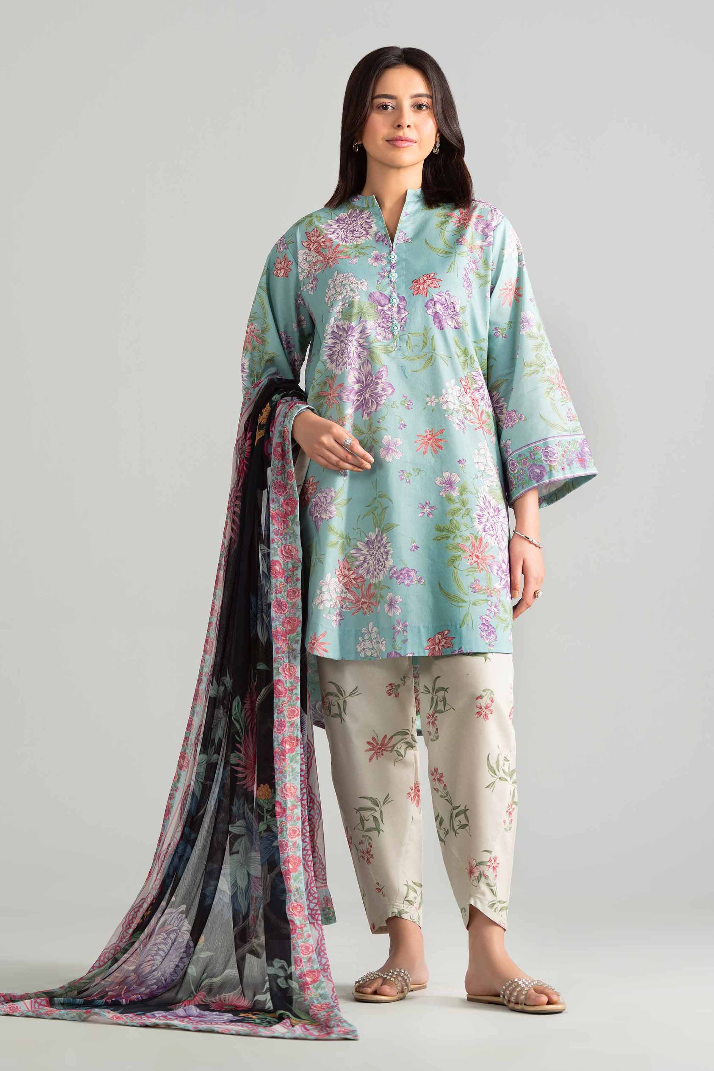 3 Piece - Digital Printed Suit - 42601901 Nishat UAE Green Lawn 3PC Printed