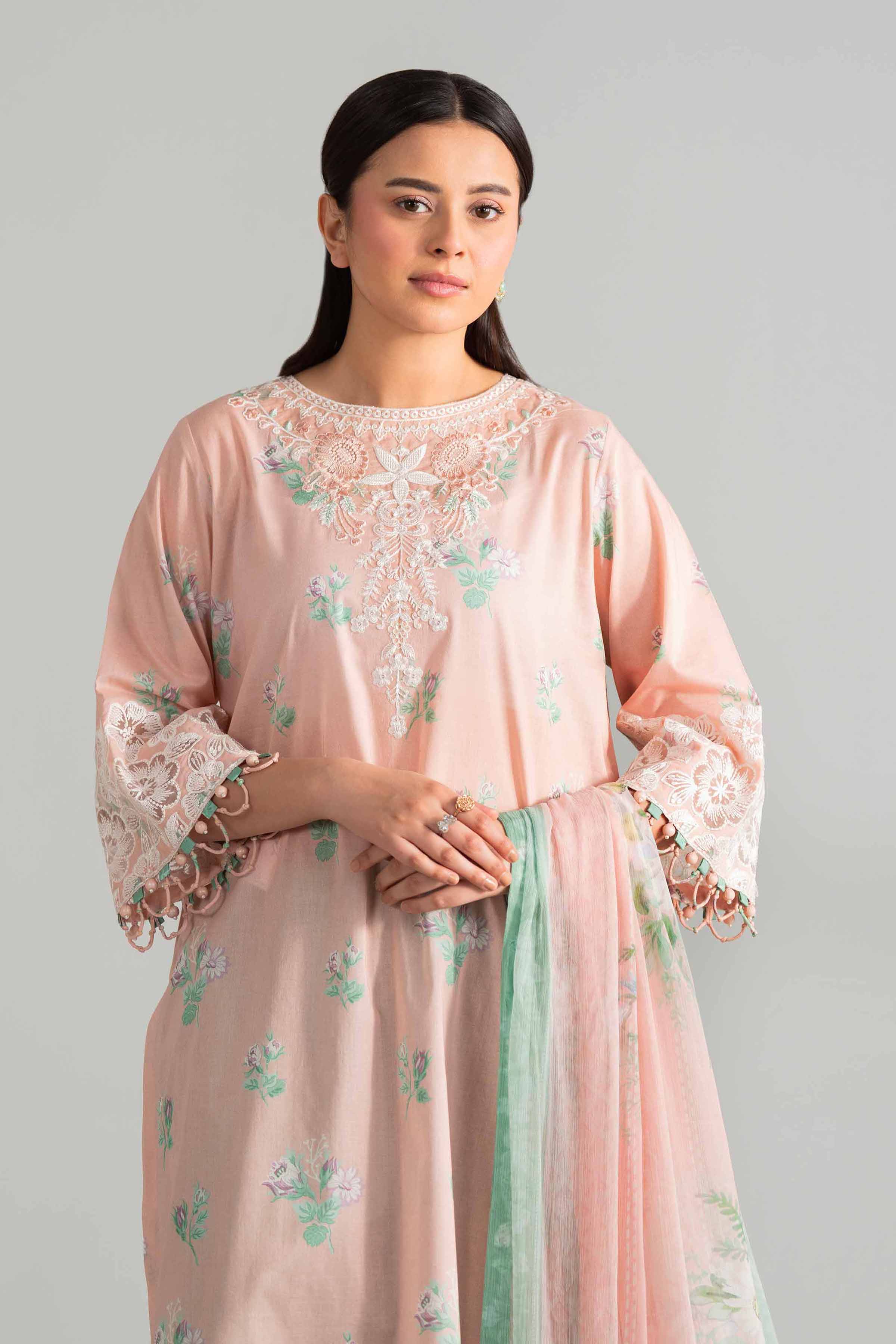 3 Piece - Digital Printed Embroidered Suit - 42601910 Pink Lawn 3PC Embroidered