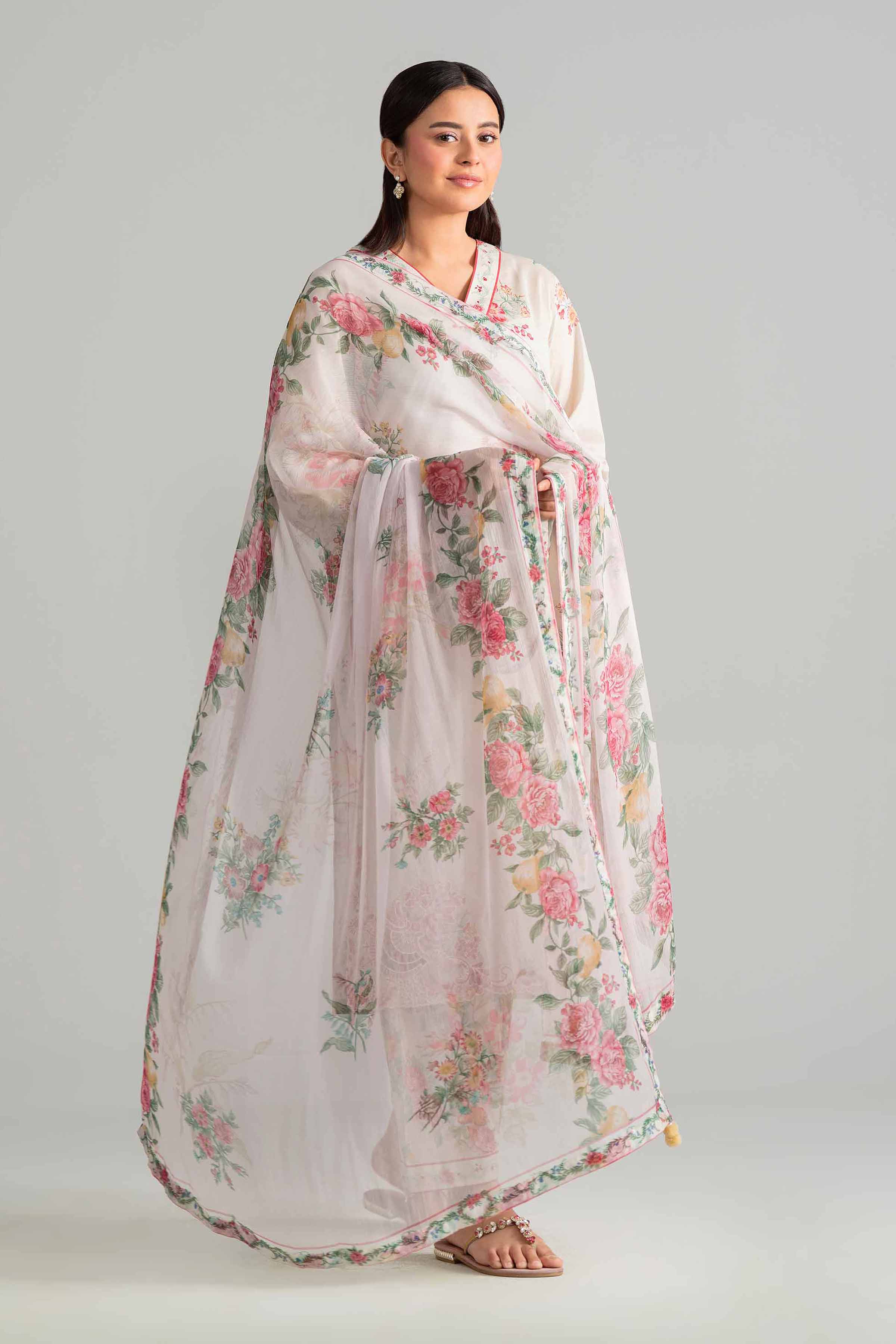3 Piece - Digital Printed Embroidered Suit - 42601912 Beige Lawn 3PC Embroidered