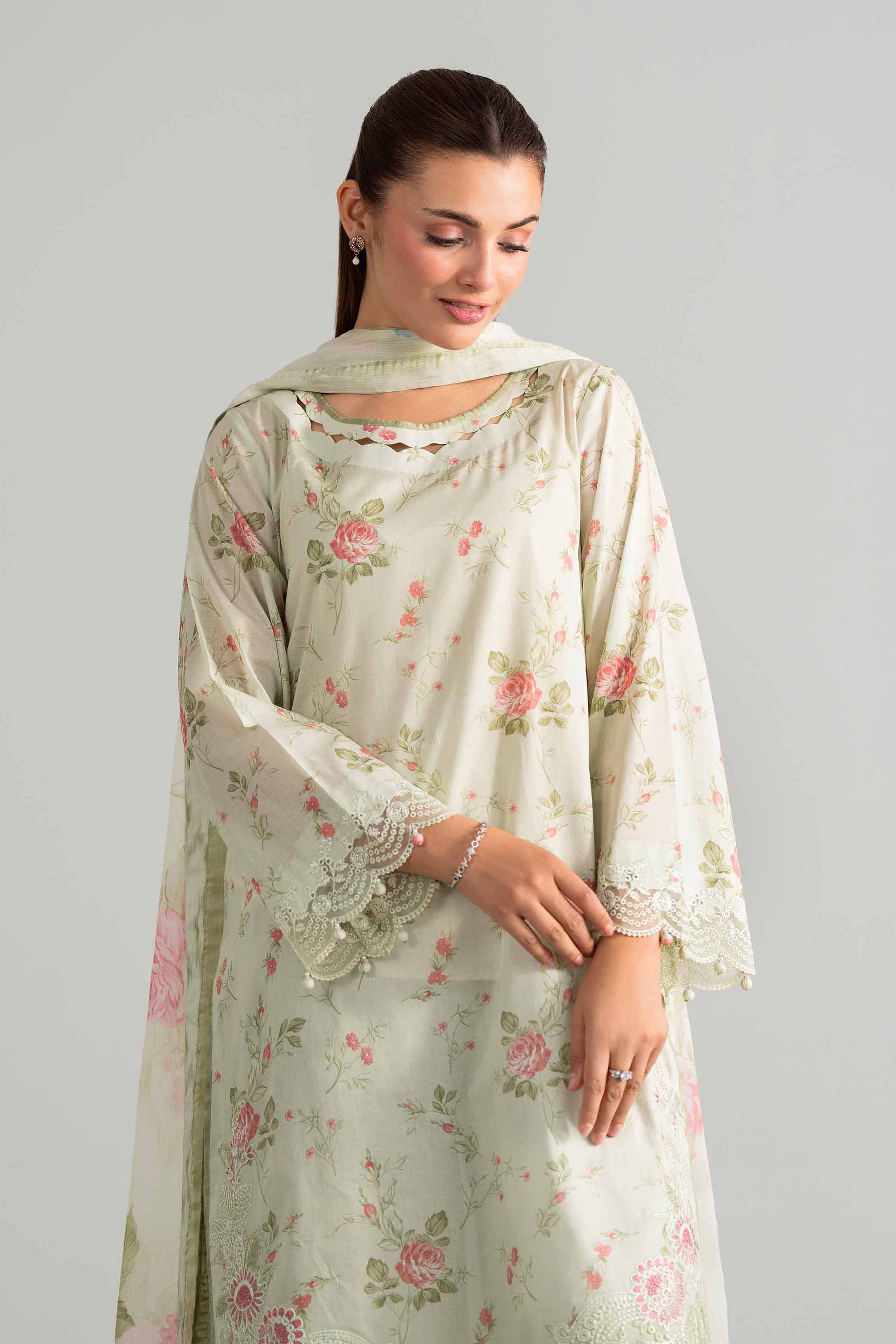 3 Piece - Digital Printed Embroidered Suit - 42601913 Green Lawn 3PC Embroidered