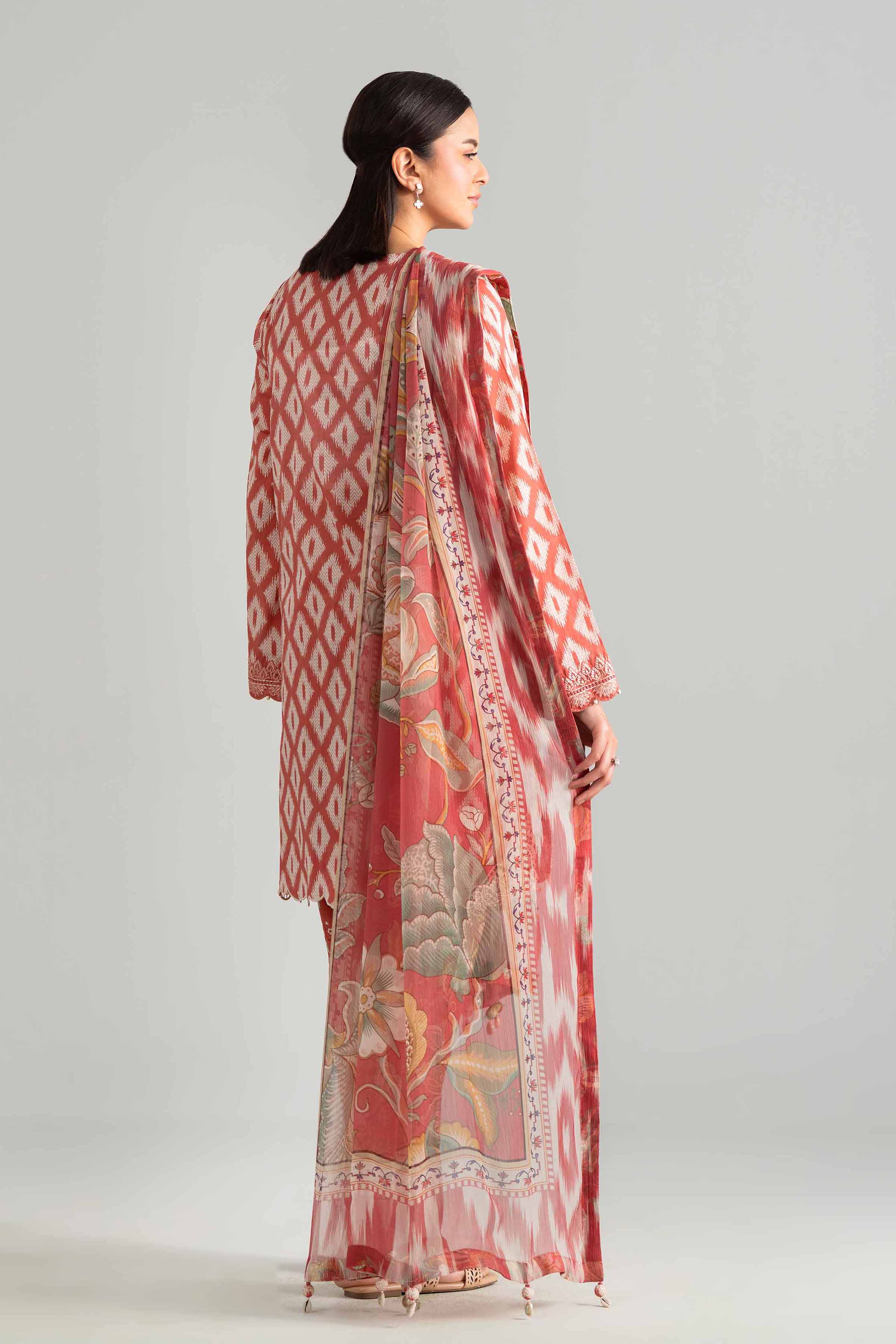 3 Piece - Digital Printed Embroidered Suit - 42601915 Brown Lawn 3PC Embroidered