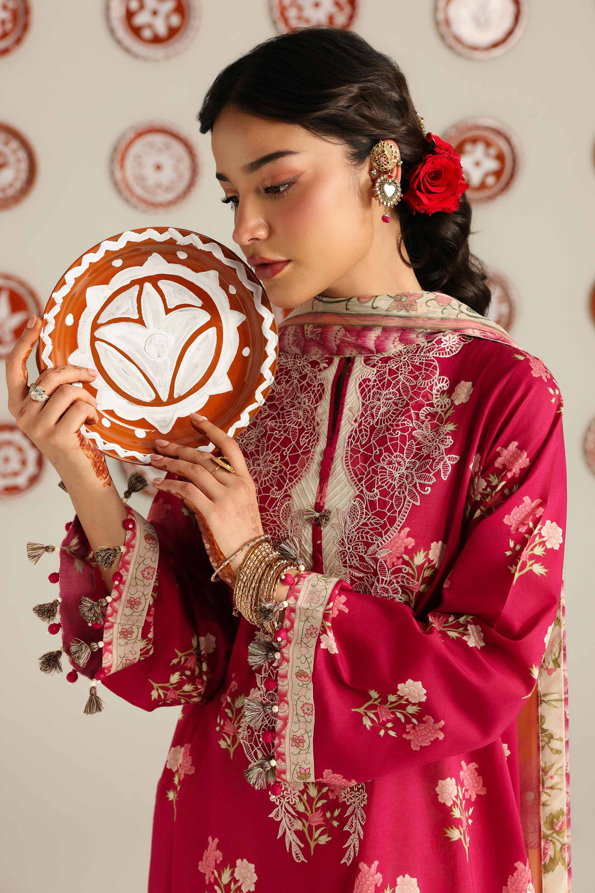 3 Piece - Digital Printed Embroidered Suit - 42601916 Maroon Lawn 3PC Embroidered