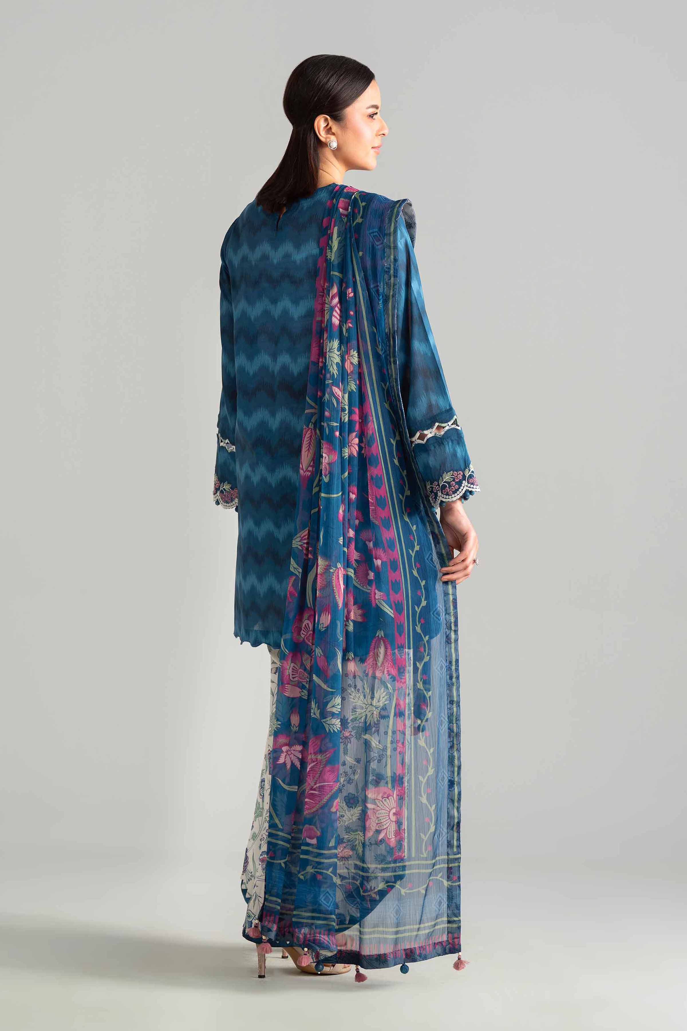 3 Piece - Digital Printed Embroidered Suit - 42601917 Blue Lawn 3PC Embroidered