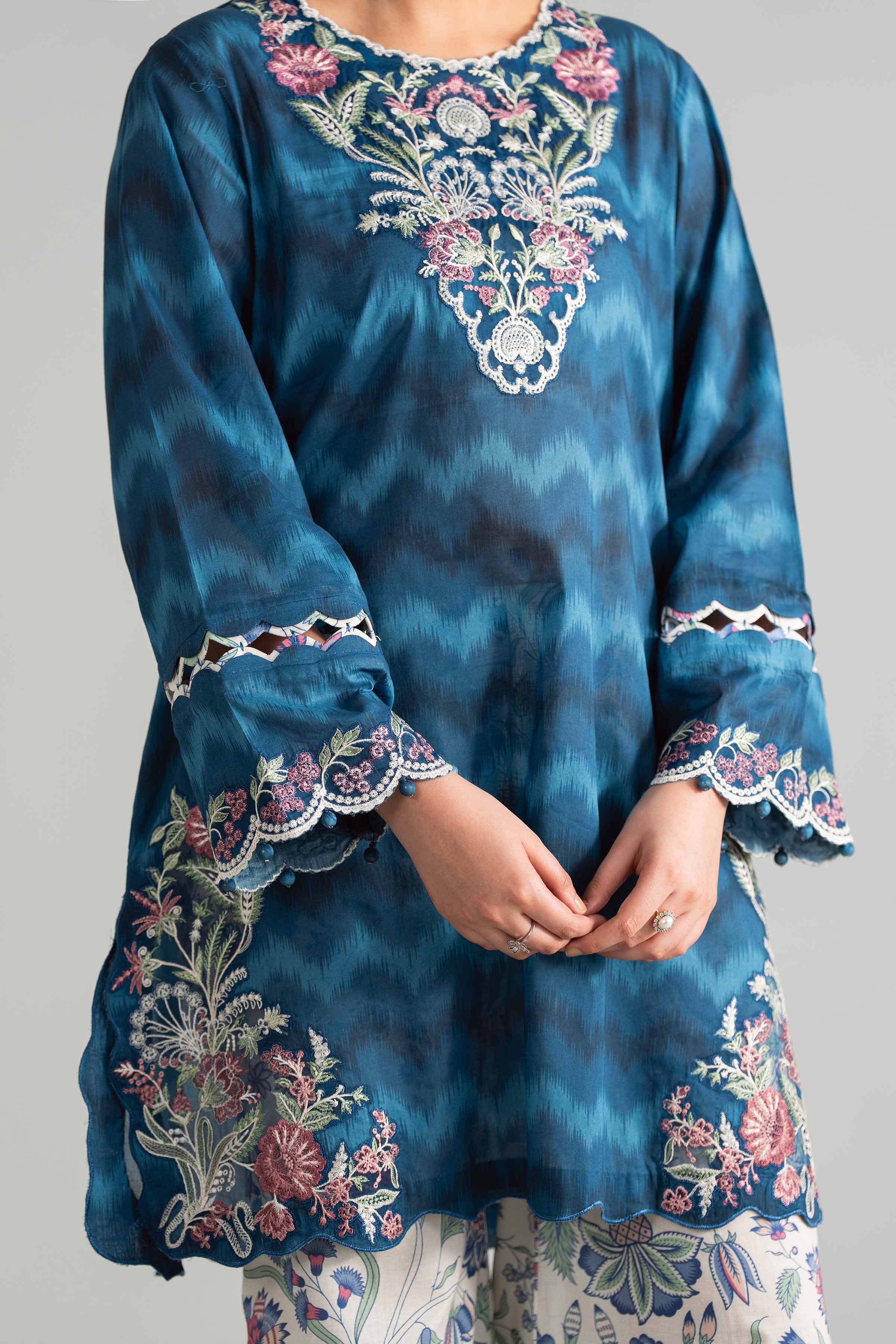 3 Piece - Digital Printed Embroidered Suit - 42601917 Blue Lawn 3PC Embroidered