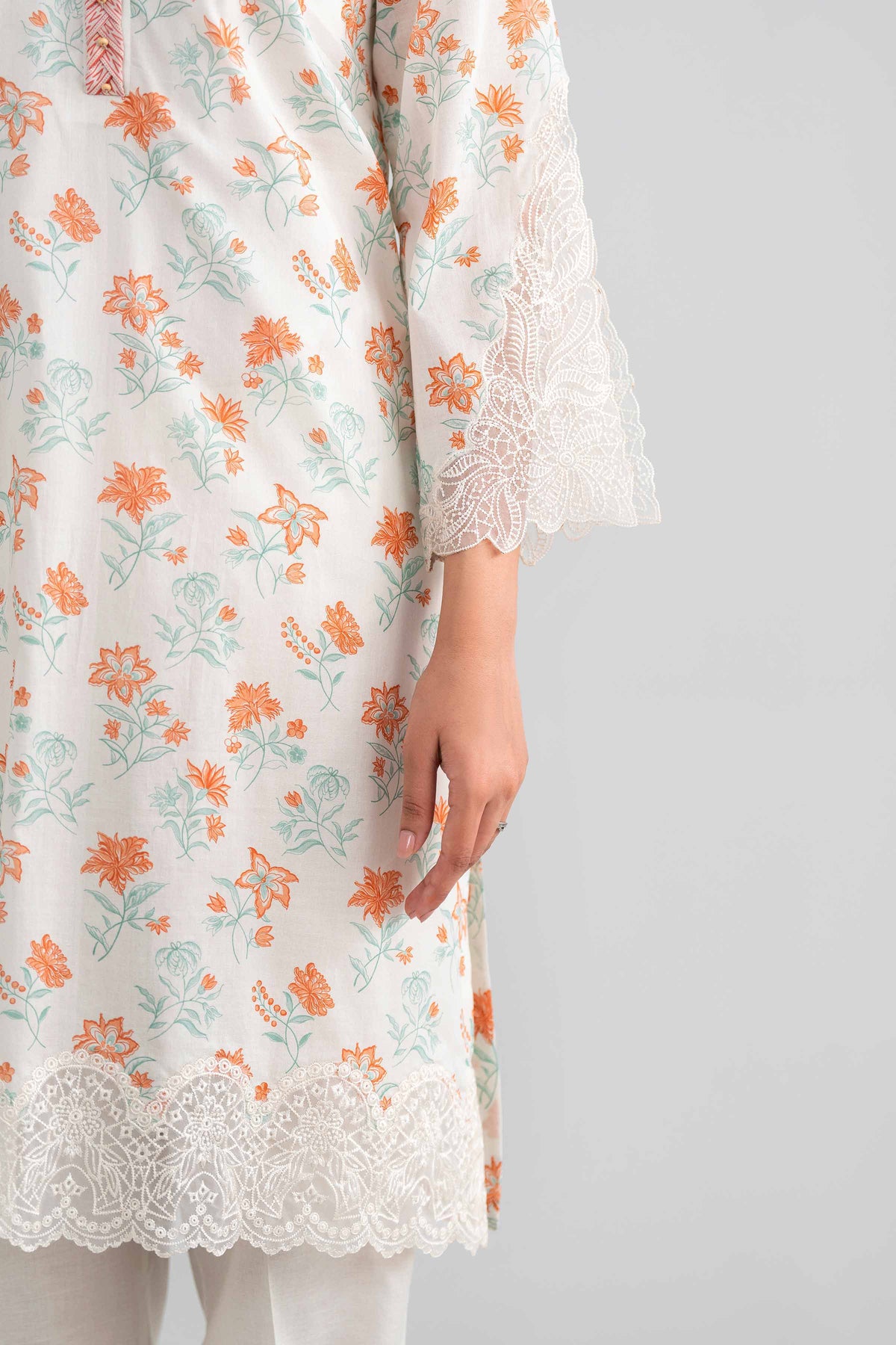 NISHAT UAE 3Pc Embroidered Unstitched Women Off White Lawn Suit