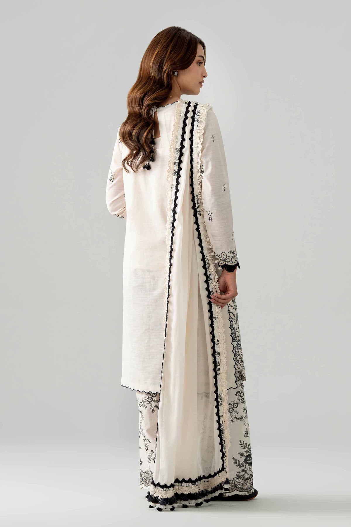 NISHAT UAE 3Pc Embroidered Unstitched Women Beige Lawn Suit