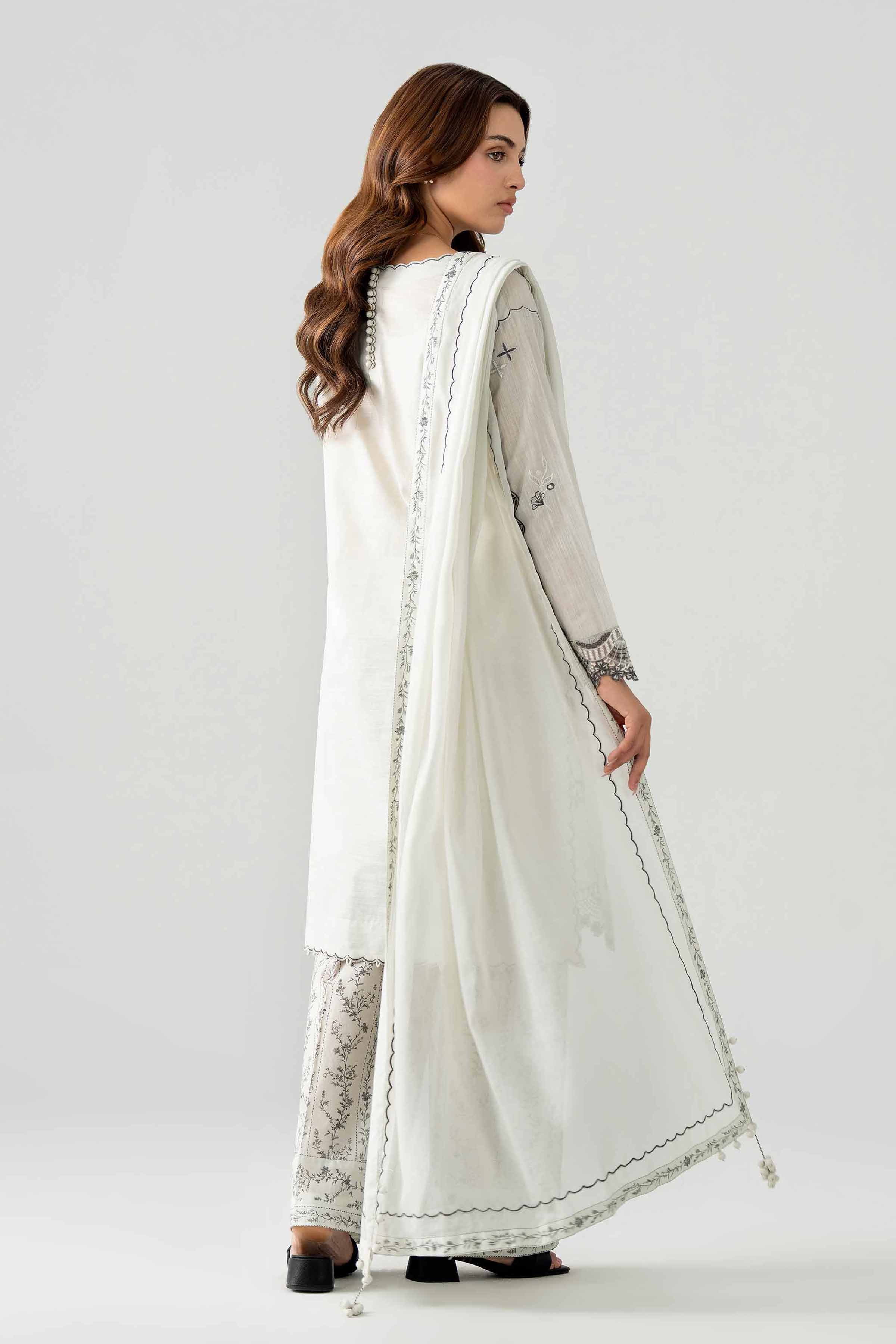 NISHAT UAE 3Pc Embroidered Unstitched Women White Lawn Suit